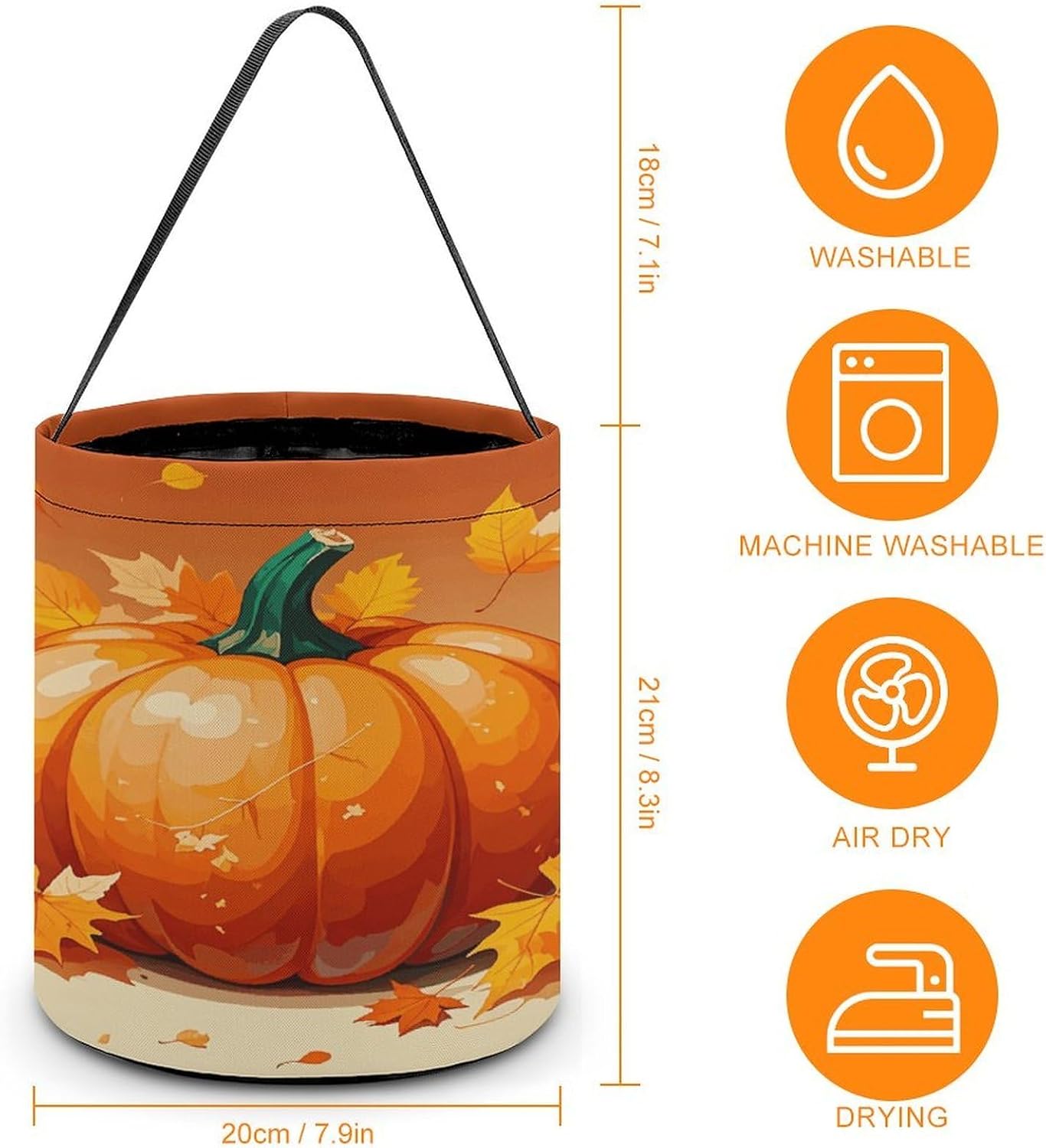 Autumn Leaves Pumpkin Large Capacity Candy Bags, Halloween Basket image 4