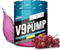 Shark Pro V9 Pump Pré-Treino Sabor Uva - 400mg de Cafeína - Suplemento Alimentar de Beta Alanina, Arginina, Taurina e Cafeína - 300g