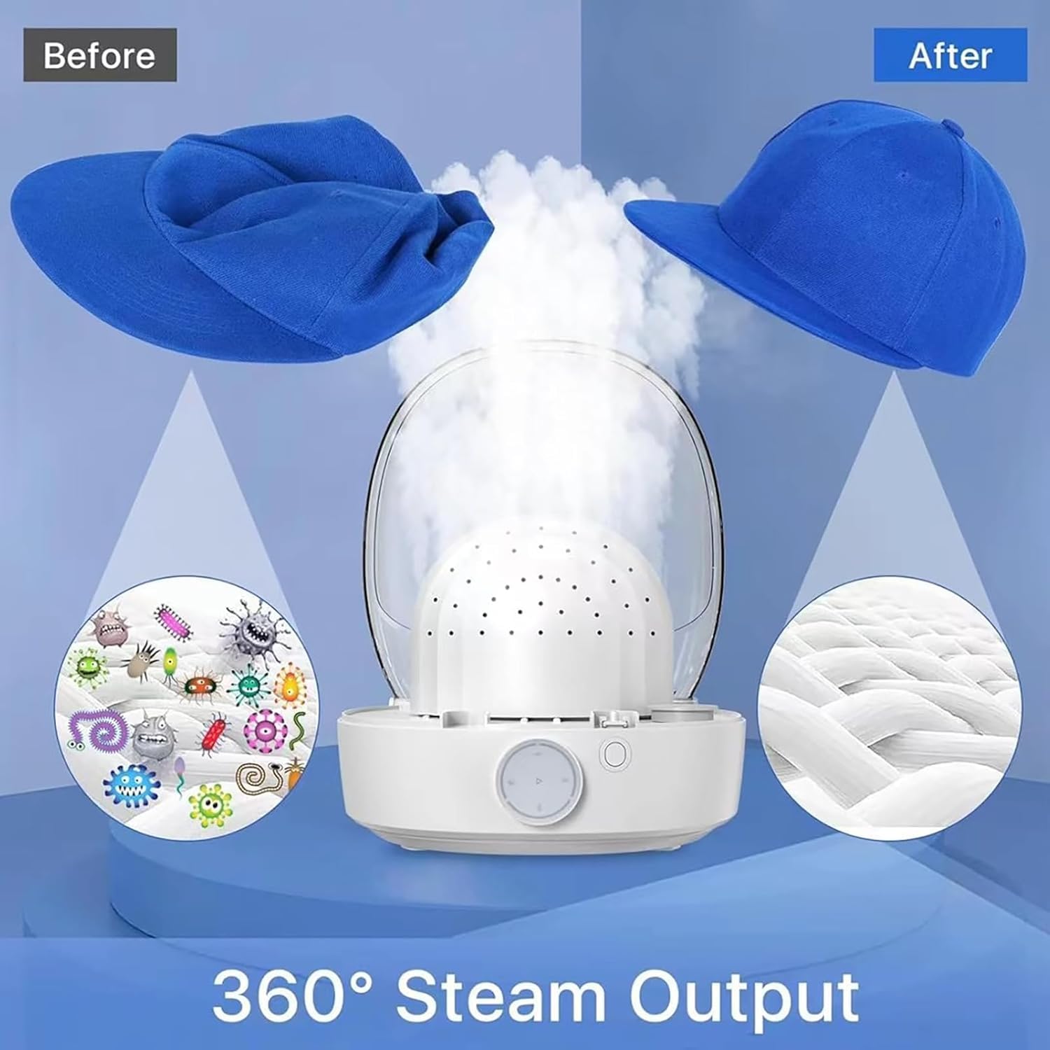 Hat Steam Cleaner 30 Min Auto Cycle, elektryczna maszyna do prasowania i suszenia do czapek baseballowych, kapeluszy wiadra.Zachowa kształt, dezynfekuje delikatne tkaniny, szybka łagodna pielęgnacja w