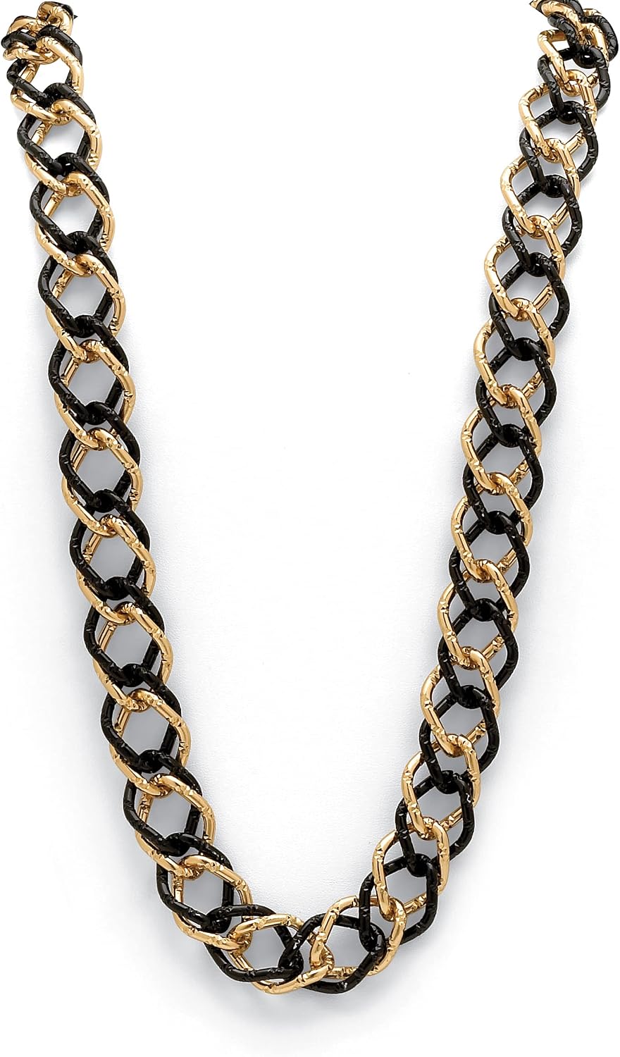 Palm Beach Jewelry PalmBeach Black Ruthenium Plated and Goldtone Double Rollo Link Necklace (28mm), 34 inches