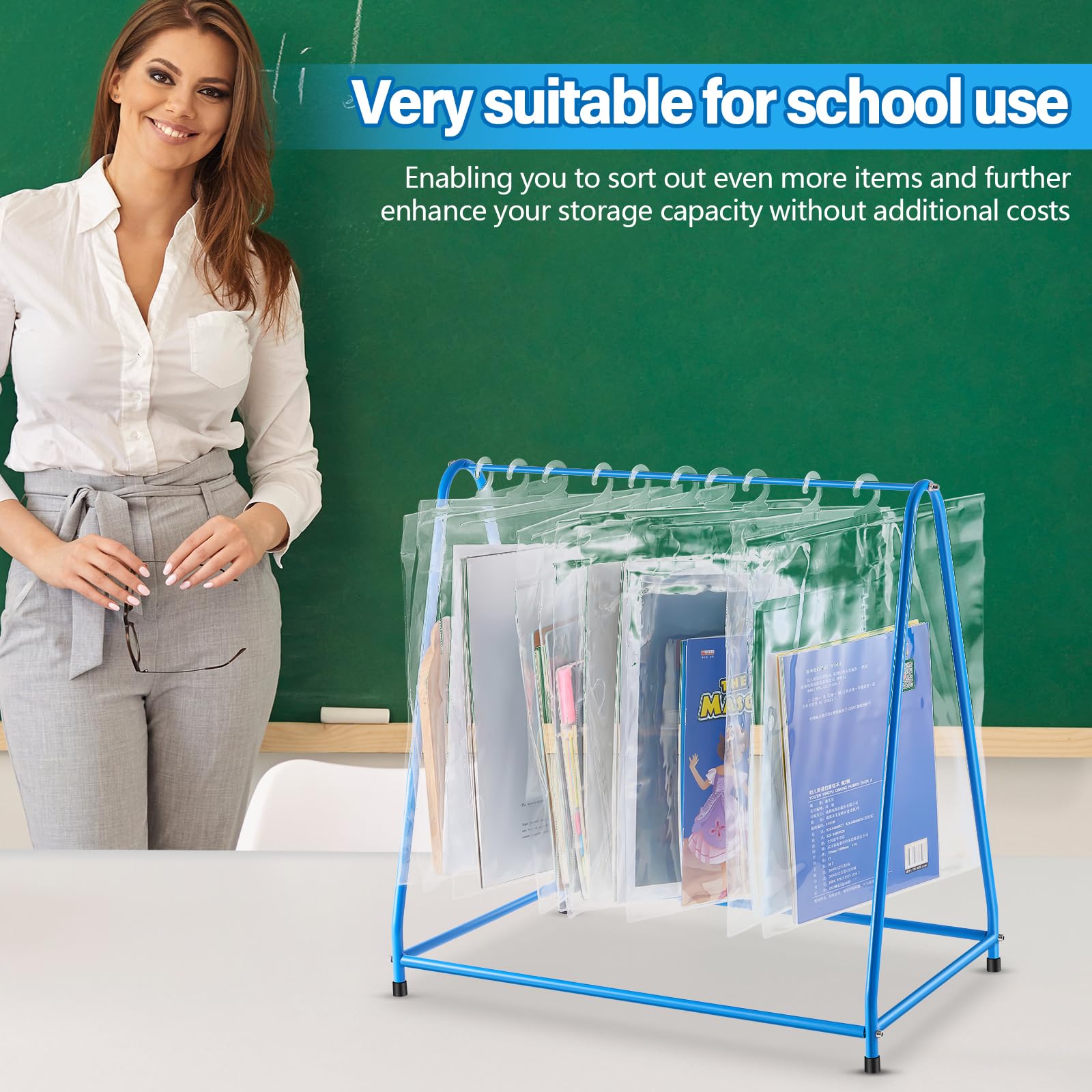 Bücherregal aus Metall, 30,5 x 45,7 x 45,7 cm, hängendes Bücherregal mit rutschfester Gummi-Bodenmatte für Klassenzimmer, Organisation, Lehrerbedarf (Aufbewahrungstasche nicht im Lieferumfang