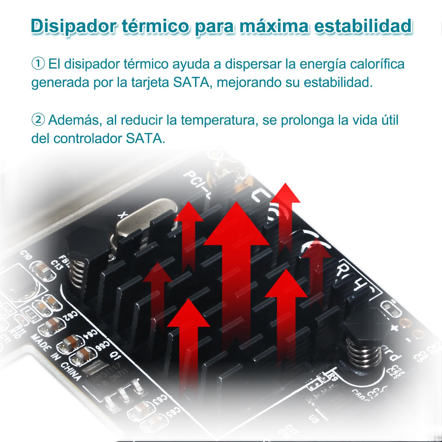 Tarjeta SATA de 4 puertos PCIe 3.0, sin conexión, Bootable - Plug & Play - Añade 4 unidades SATA III de 6 Gbps a tu PC - Chip ASM1064 - Incluye cables y soporte bajo perfil