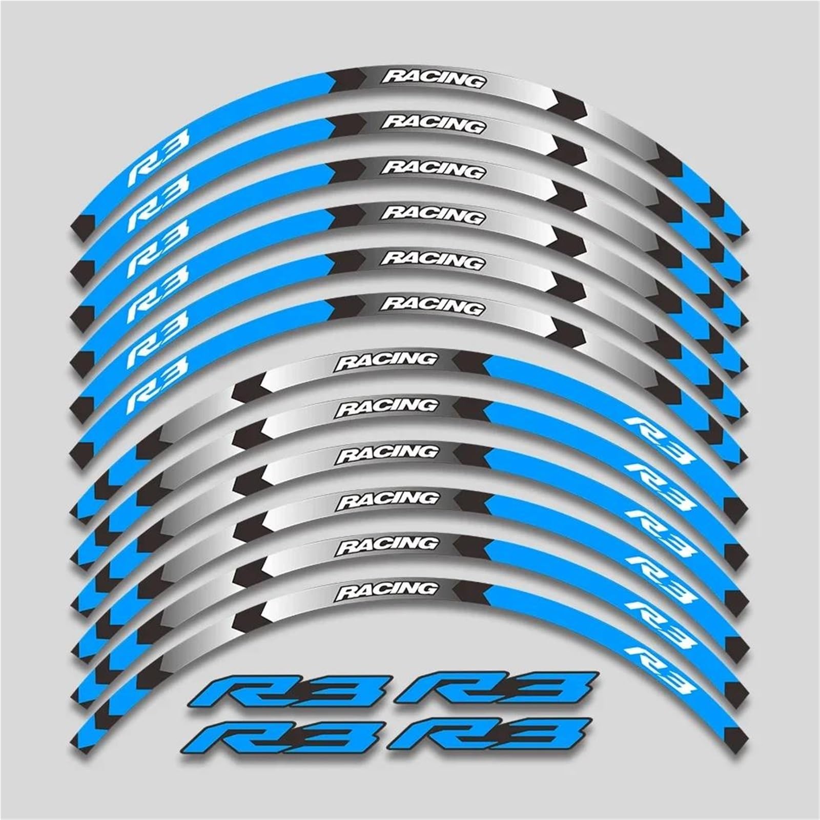 Decorative Stickers for Y-AMAHA YZFR3 17inch Motorcycle Accessories Stickers Rim Tire Decorative Decals Wheels Hub Reflective Stripes Tape Set(Blue)