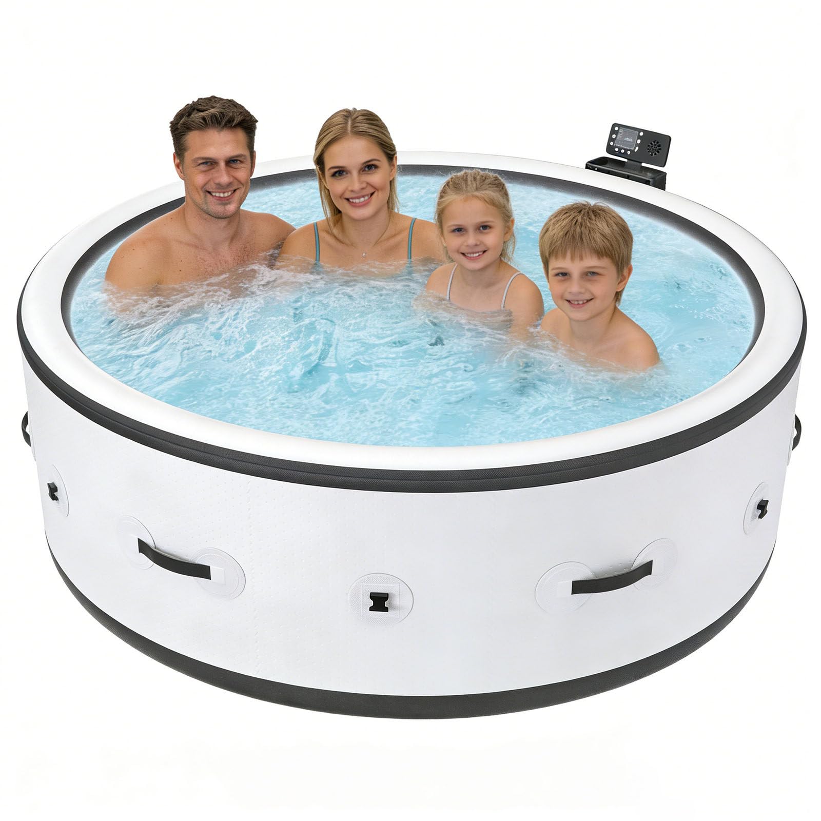 Bañera Inflable,Piscina De Hidromasaje Inflable con Función De Burbujas,SPA Hinchable De Masaje para 4-6 Personas,Sistema De Llenado Rápido Integrad,Terraza,Jardín Y Exterior(206X206X71cm)