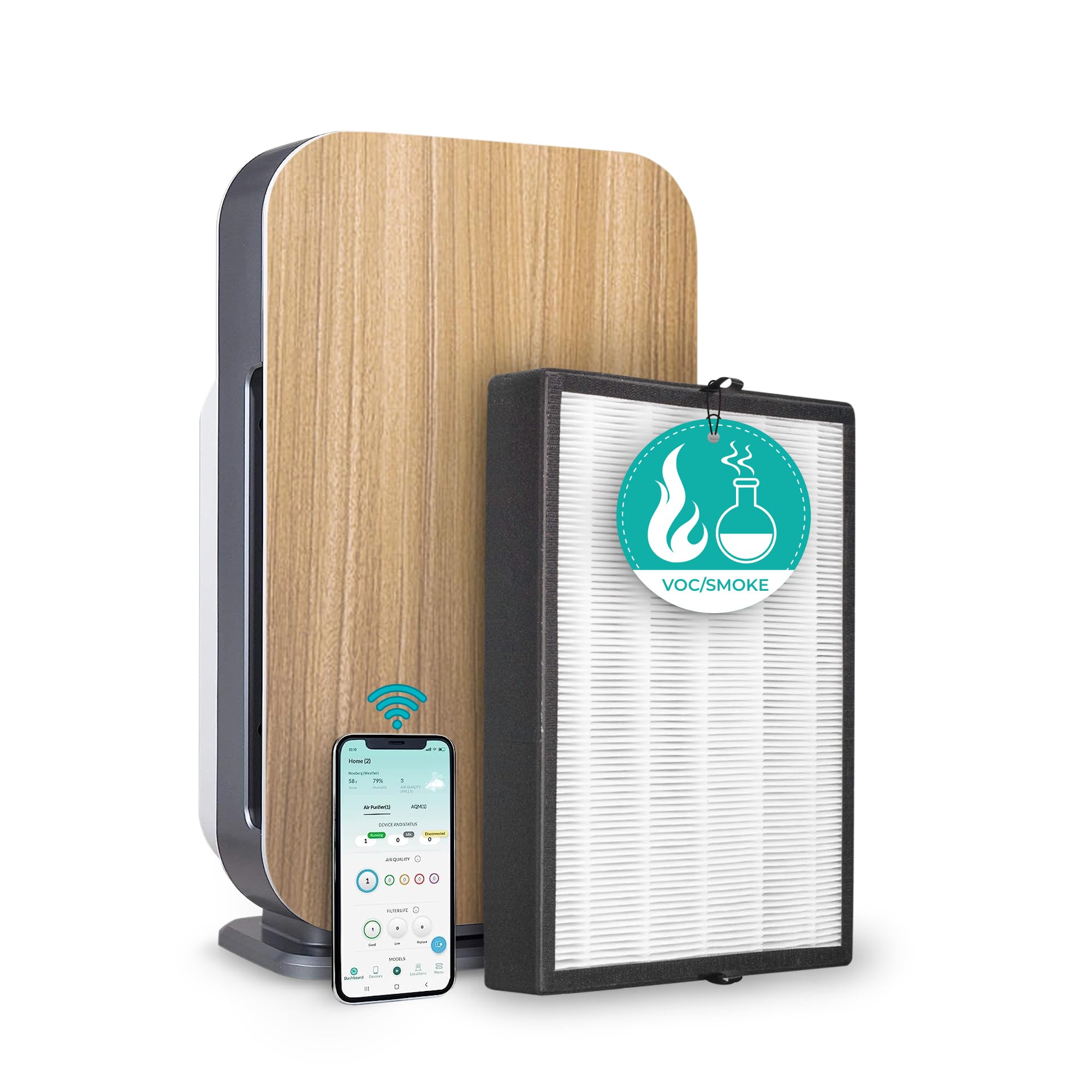 Alen Air Purifier BreatheSmart 45i HEPA w/ VOC/Smoke Filter for Rooms up to 1600 SqFt - Perfect for Bedrooms-Captures Allergens & Mold + VOCs & Smoke