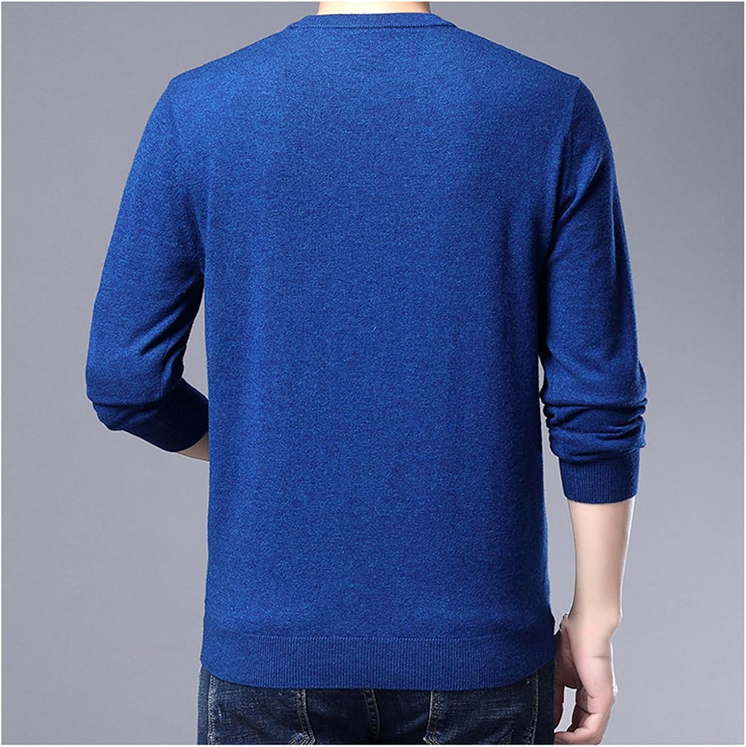SaoBiiu Men's 100% Wool Sweater Autumn Winter Cashmere Sweaters Men Crewneck Long Sleeve Pullover Sweater