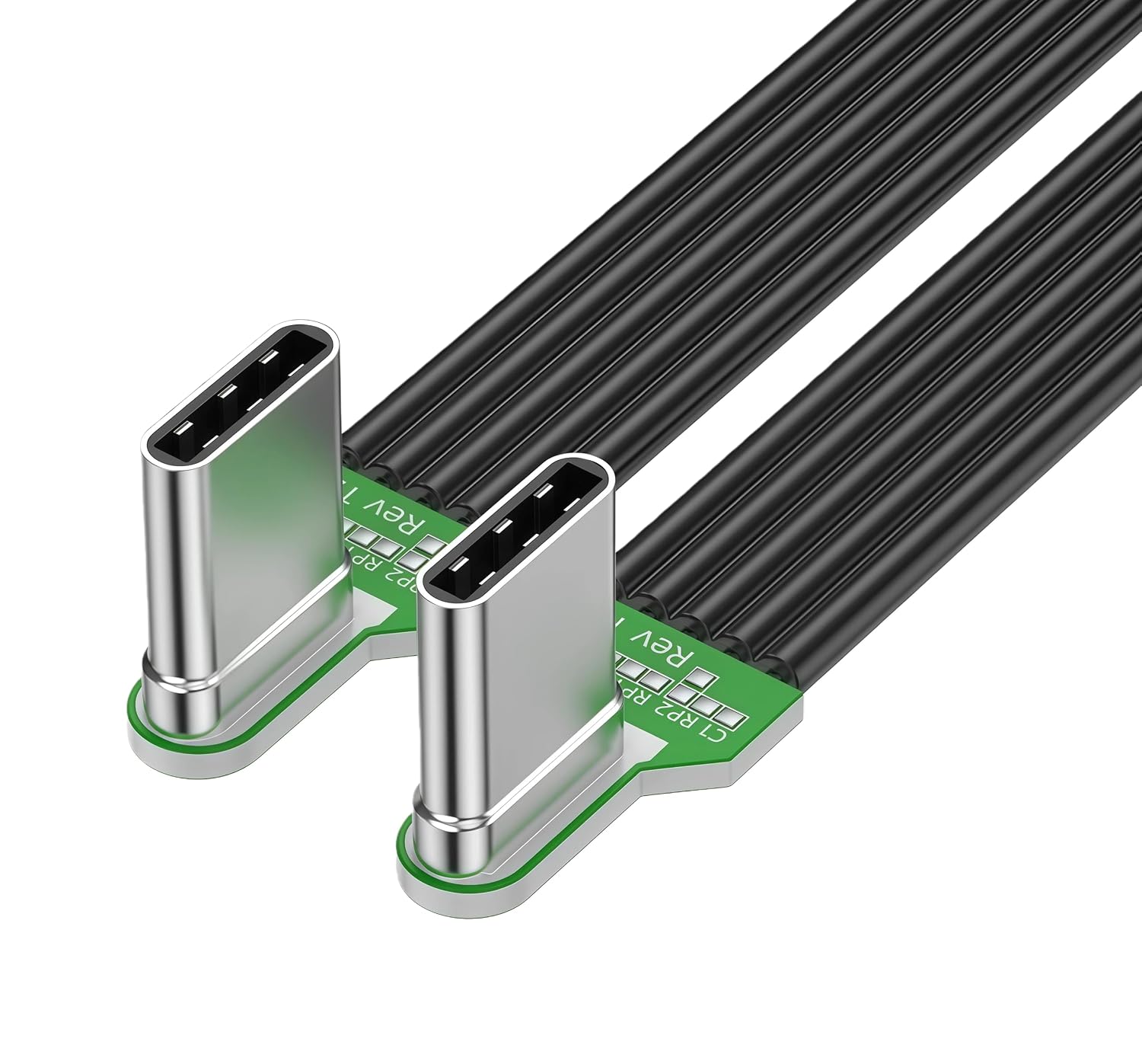 Гибкий плоский зарядный кабель USB-C 90° — USB-C 90°, 65 Вт | Быстрая зарядка PD, длина 100 см | Совместим с iPhone 15/16/17, Sams
