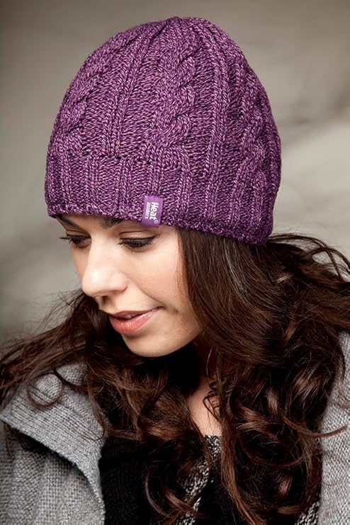 HEAT HOLDERS - Women's Thermal Fleece Cable Knit Winter Hat 3.4 Tog