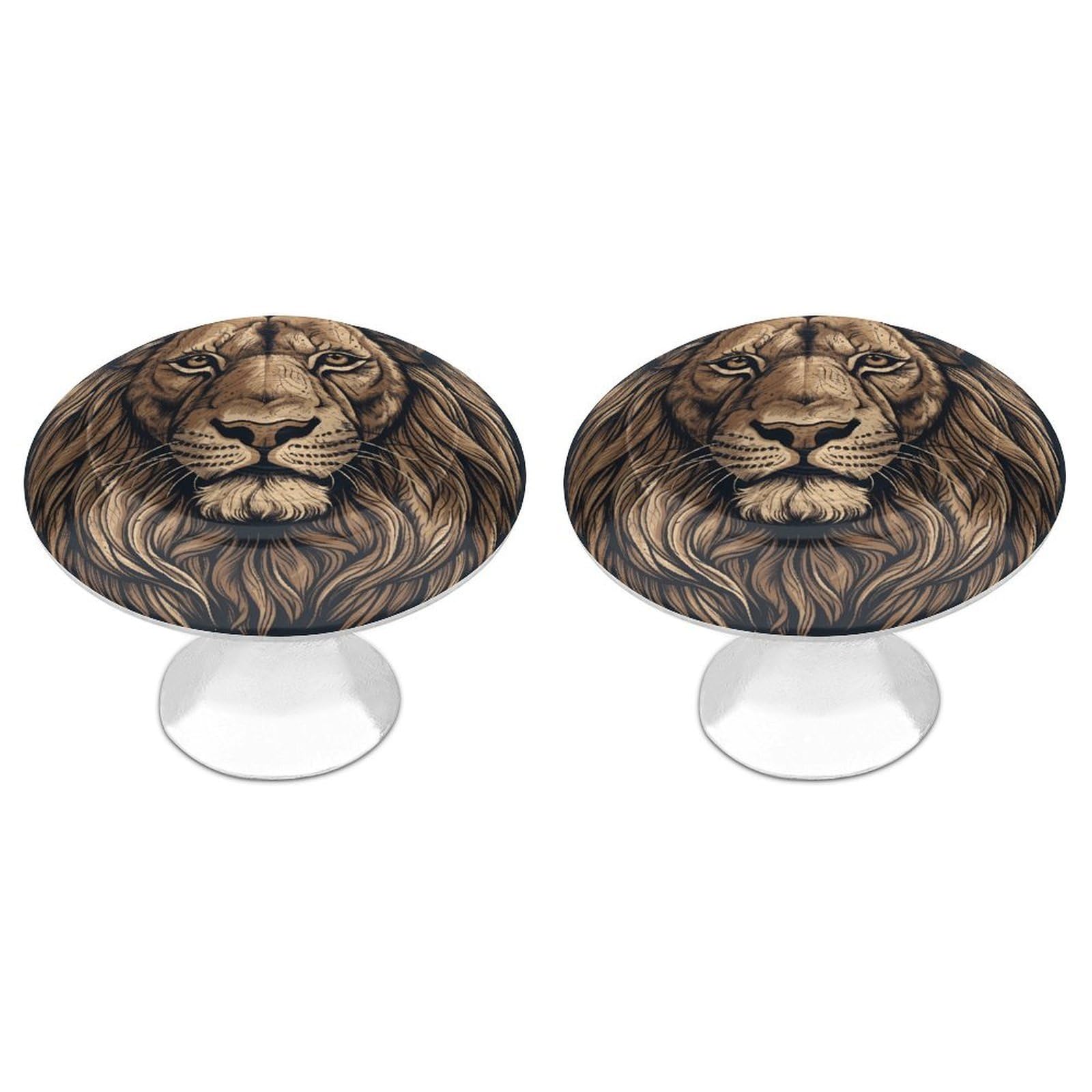 Vstadank Style Cartoon Lion Drawer Knob Nice Bathroom Cabinet Knob Round Cabinet Pull Stainless Steel Cabinet Handle Circle Drawer Handle Modern Drawer Pull For Wardrobe Cupboard 2 Pcs