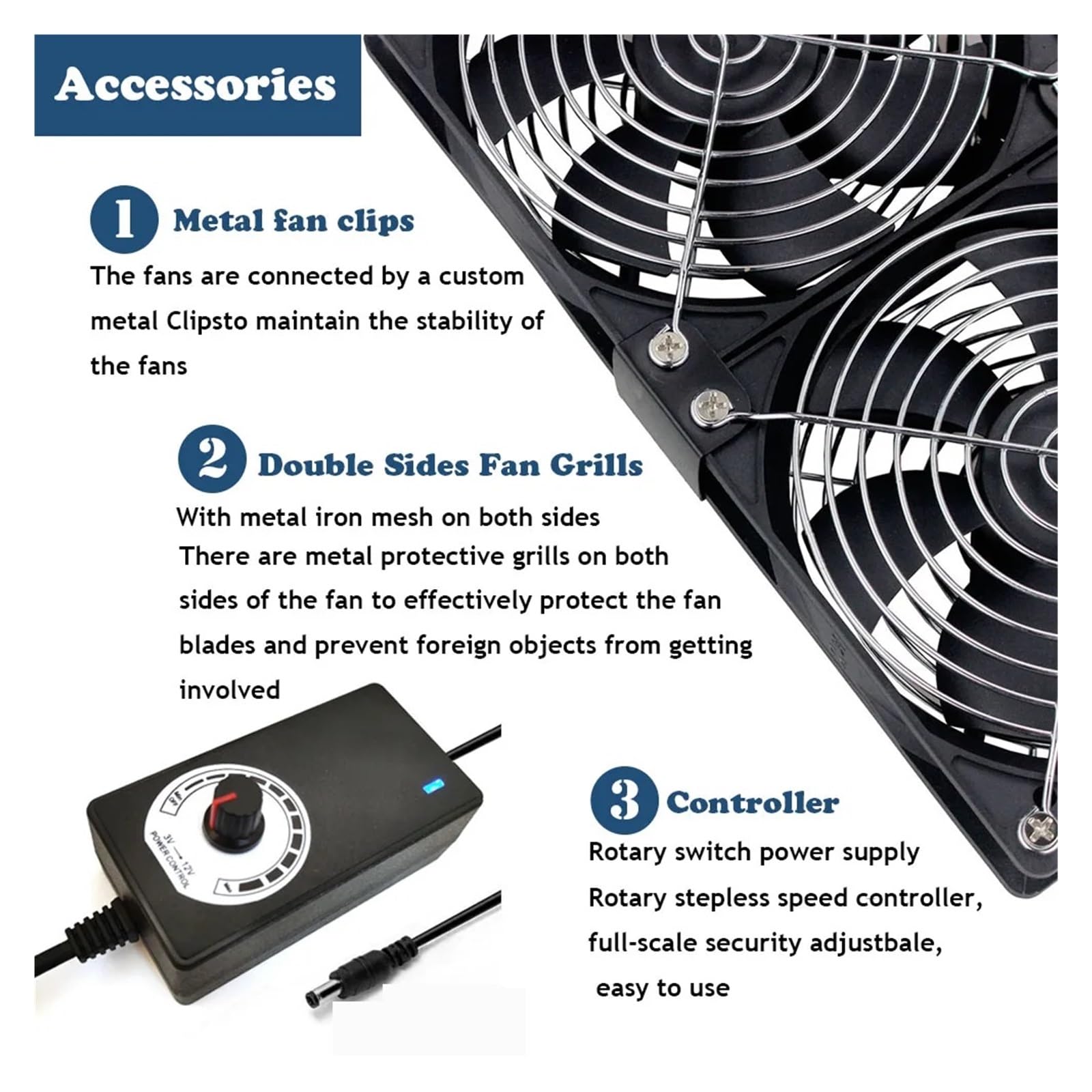 Wentylator Chłodzący 120 Mm 3000 Obr./min Z Kontrolerem, 12 Cm, V BTC, Obudowa Maszyny, Stacja Robocza, Szafka, Serwerowy OszczęDza Energię(1 Fan)