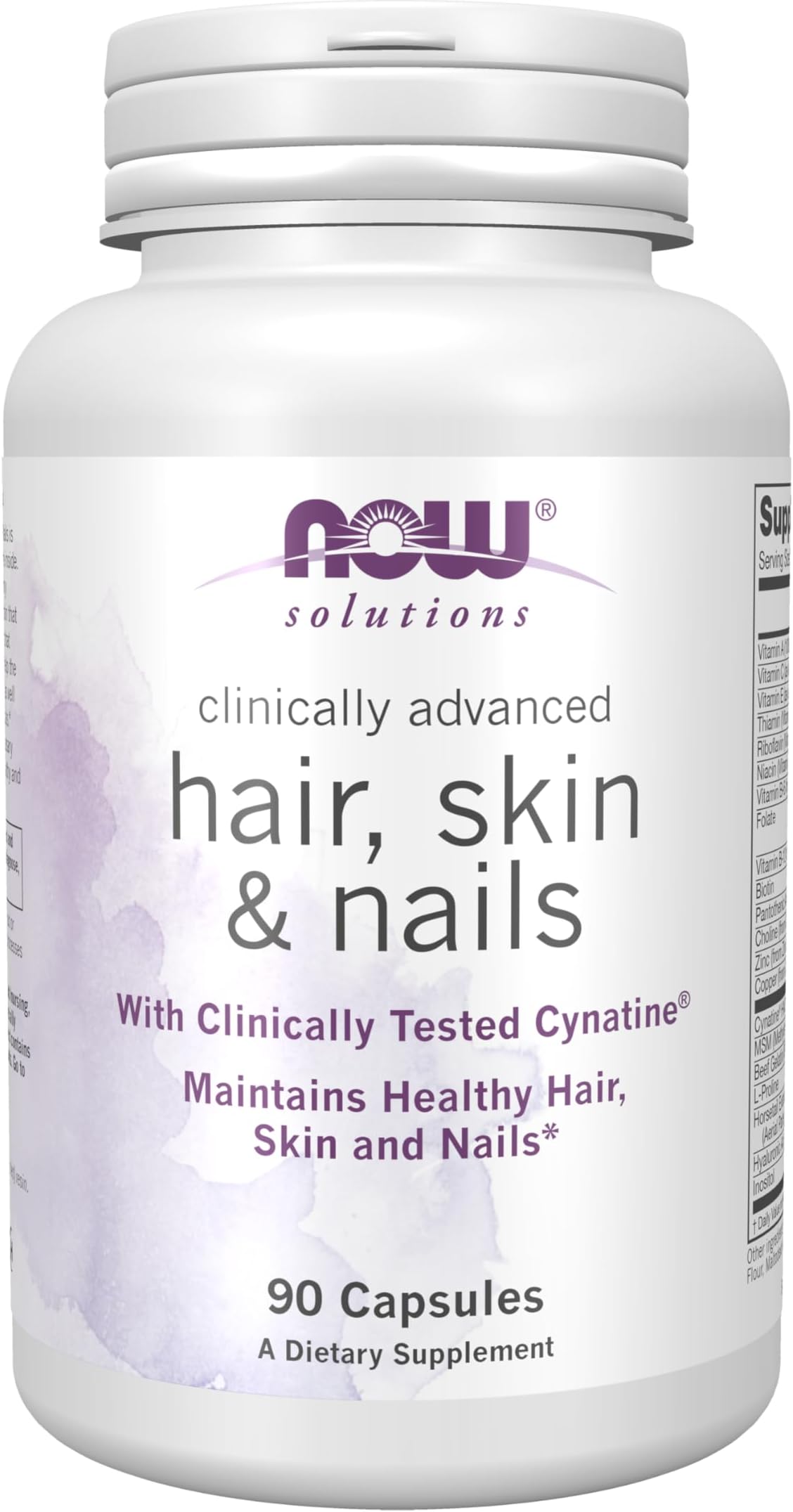 NOW Foods Solutions, Hair, Skin and Nails, Clinically Advanced, Support with Clinically Tested Cynatine®, 90 Veg Capsules