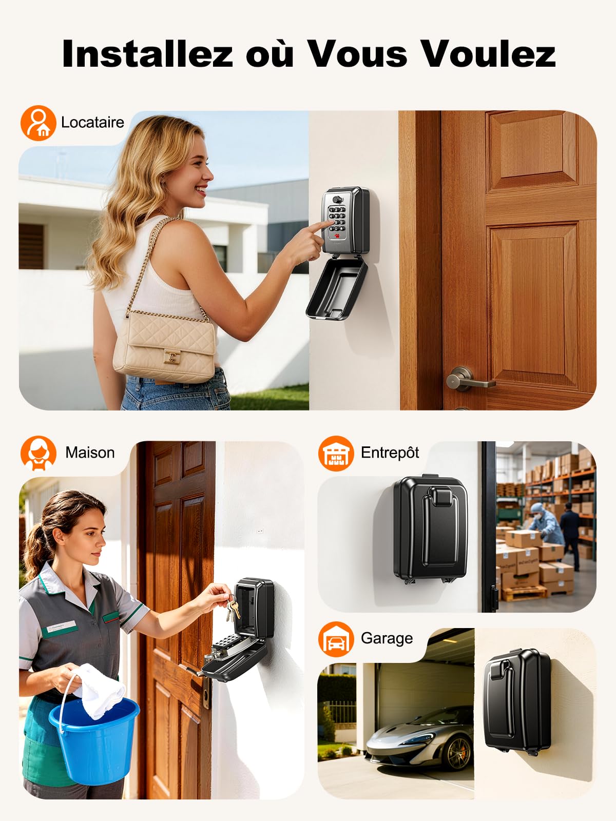 ISEYOU Boite a Clef Murale, Boite a Clefs Securisee Exterieur avec Code 12 Chiffres, Grande Capacité & Résistant aux Intempéries, Cofre Fort a Cle Robuste pour Maison, Garage, Bureau et Jardin