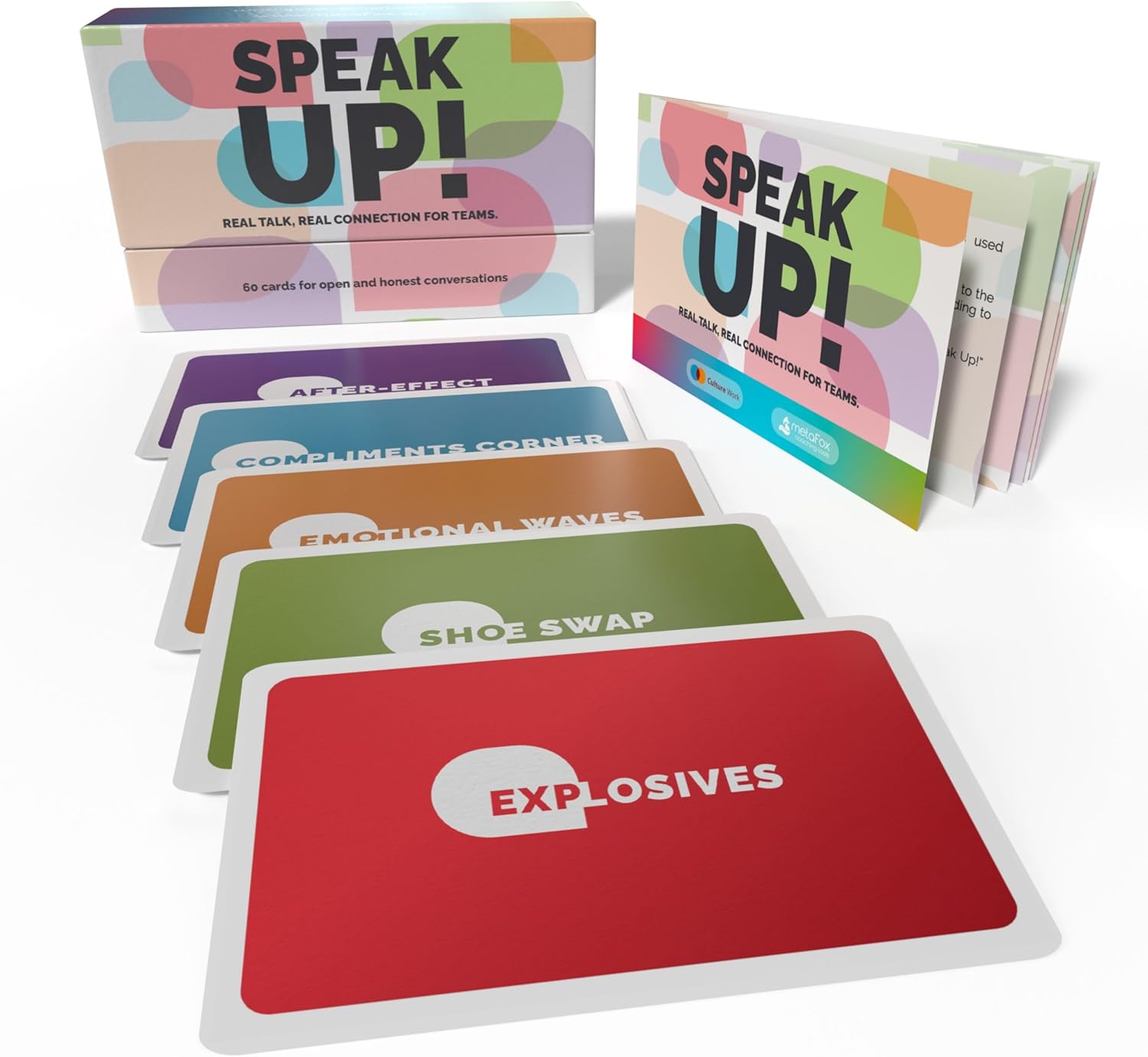 metaFox "Speak Up Card Deck for Teams - 60 Motivational and Inspirational Cards, Affirmation and Mindfulness Cards, Coaching Materials for Honest Conversations (English)