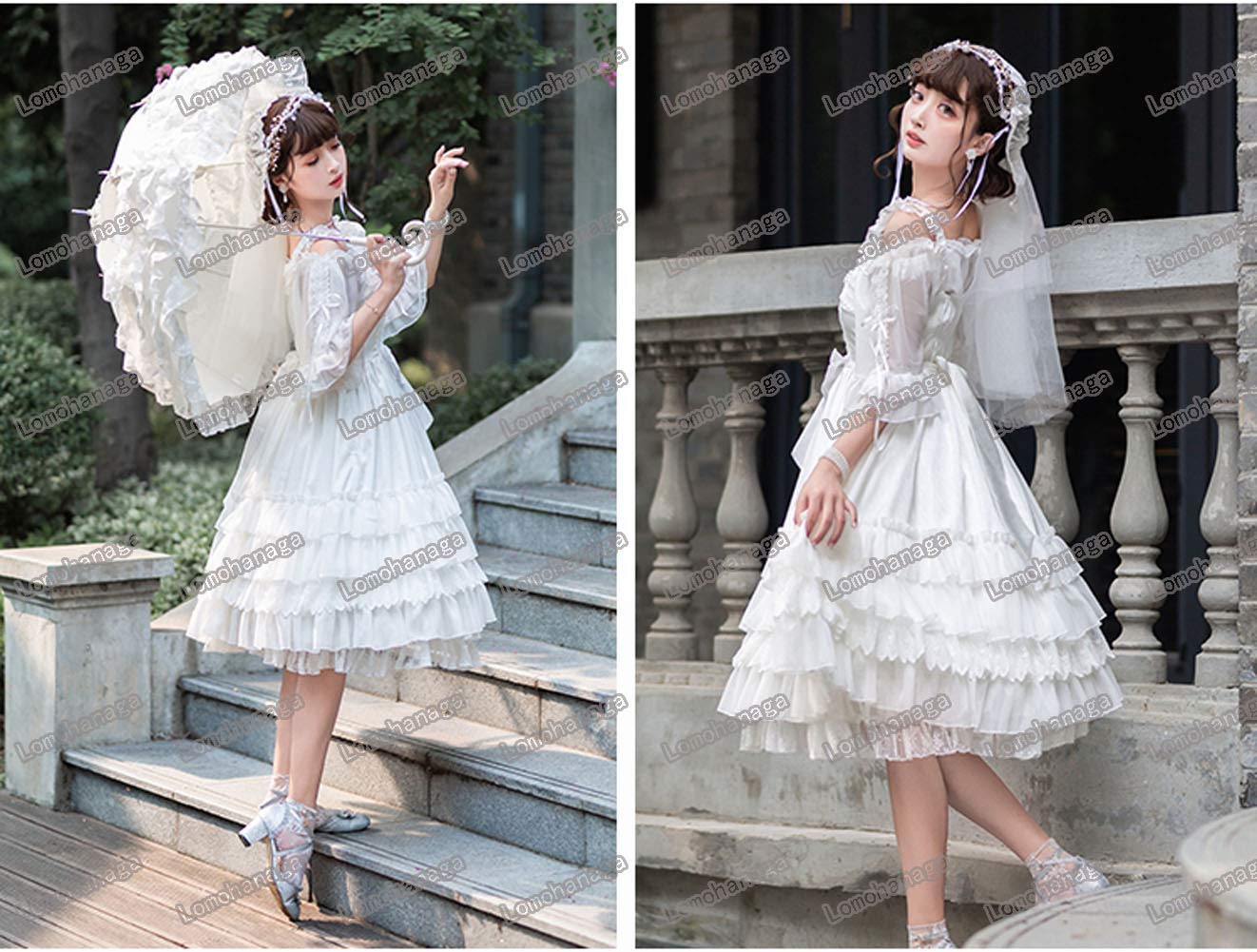 Amazon.co.jp: ロモハナガ ロリータ ワンピース 花嫁 ゴスロリ Aライン