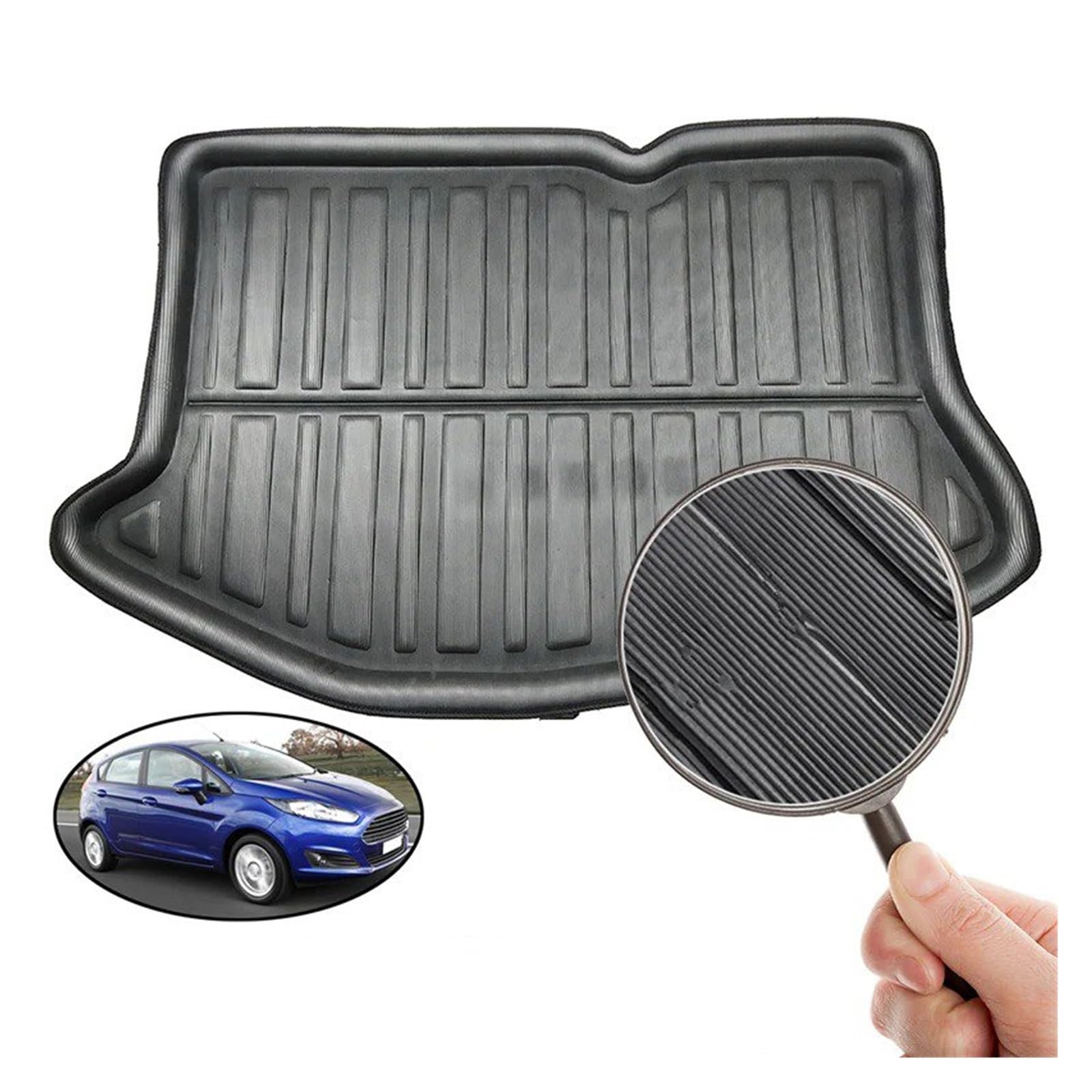 Alfombrillas Bandeja Maletero para Fiesta Hatchback Boot Liner 2009-2017 Esterilla Trasera del Maletero Bandeja De Carga Alfombra Suelo