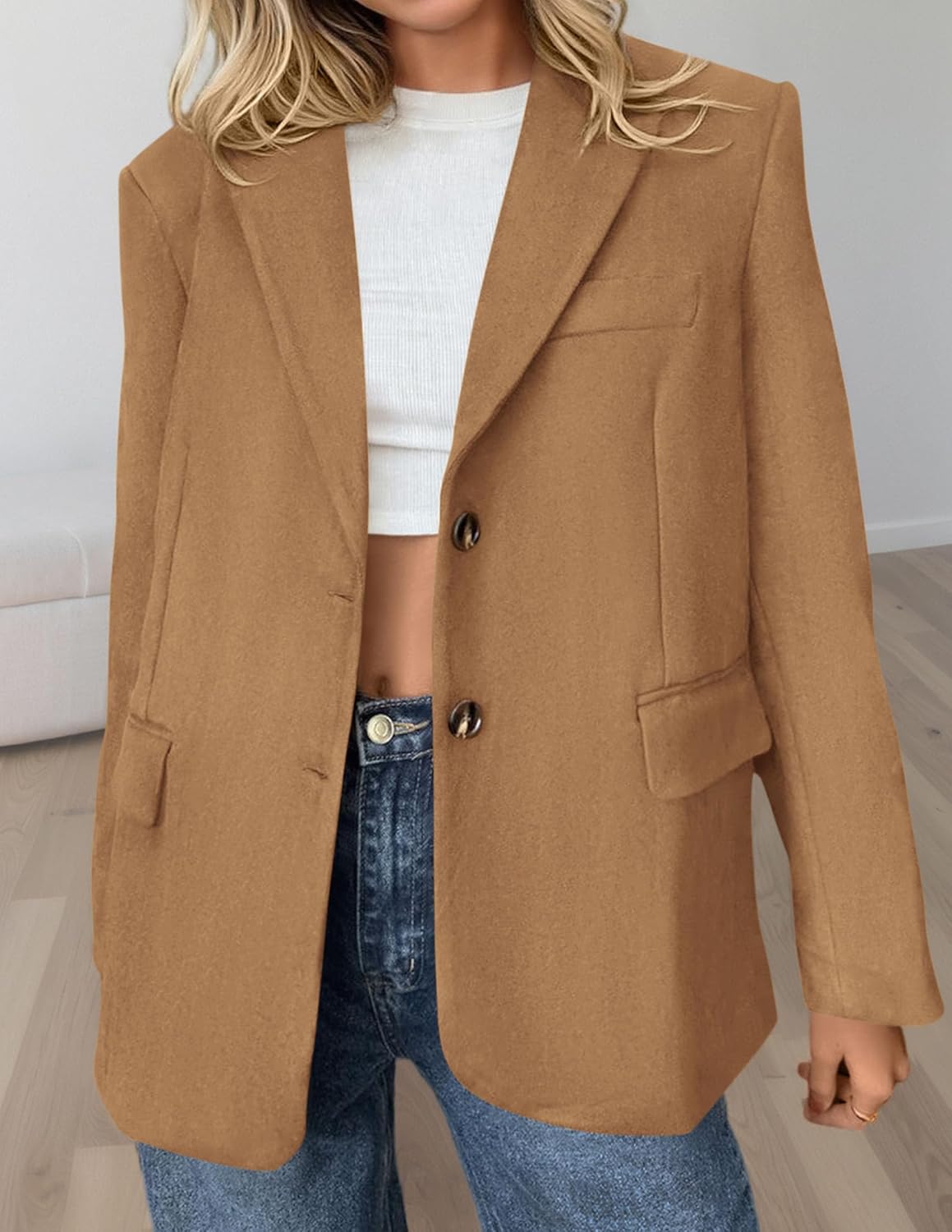 PRETTYGARDEN Blazers for Women Business Casual Fall Dressy Oversized Faux Suede Suit Jackets Work Office Teacher Clothes - Image 2