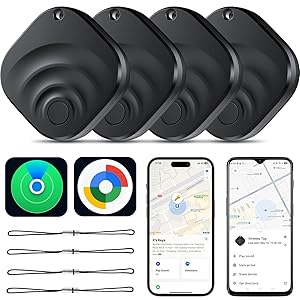 4 Pack Dual System Tracker for iOS and Android Bluetooth Tracker Smart Tags Compatible with Apple Find My (iOS) & Google's Find Hub(Android) for Keys, Luggage, Wallet, Vehicles