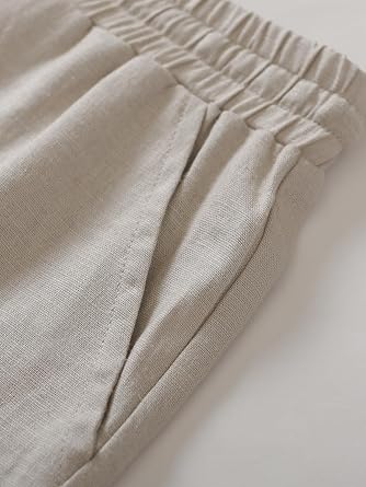 Latuza Women's Petite Length Linen Pants Wide Leg Lounge Pants