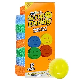 Scrub Daddy Scratch-Free Multipurpose Kitchen Sponges - Bulk Dish Sponges for Kitchen, Bathroom, Household Cleaning & More - Made with BPA-Free Polymer Foam (9 Count)