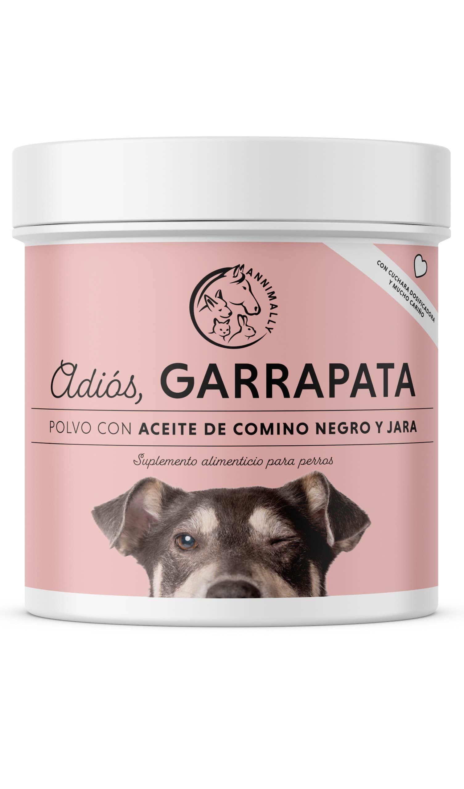 Annimally Complemento Alimenticio para Perros con Aceite de Comino Negro, Cistus, Levadura de Cerveza y Algas Marinas – Fórmula Natural en Polvo de Fácil Administración para Piel y Pelaje - 400 g