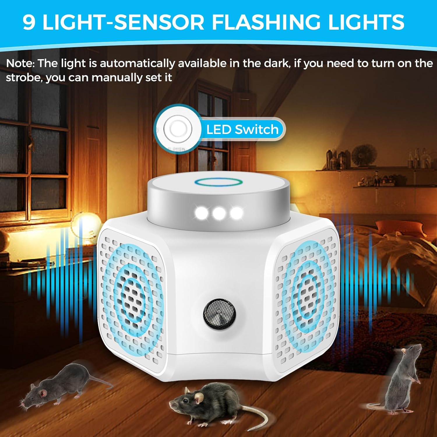 Ultrasonic Pest Repeller 2026 Vision,Mouse Repellent Ultra Sonic Plug in, Mice Repellent Indoor Rodent Rat Squirrel Pest Deterrent Device for Home Attic Garage Warehouse-4 Mode