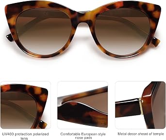 SOJOS Trendy Polarized Cat Eye Sunglasses for Women SJ2221 | Retro Oval Womens UV400 Shades