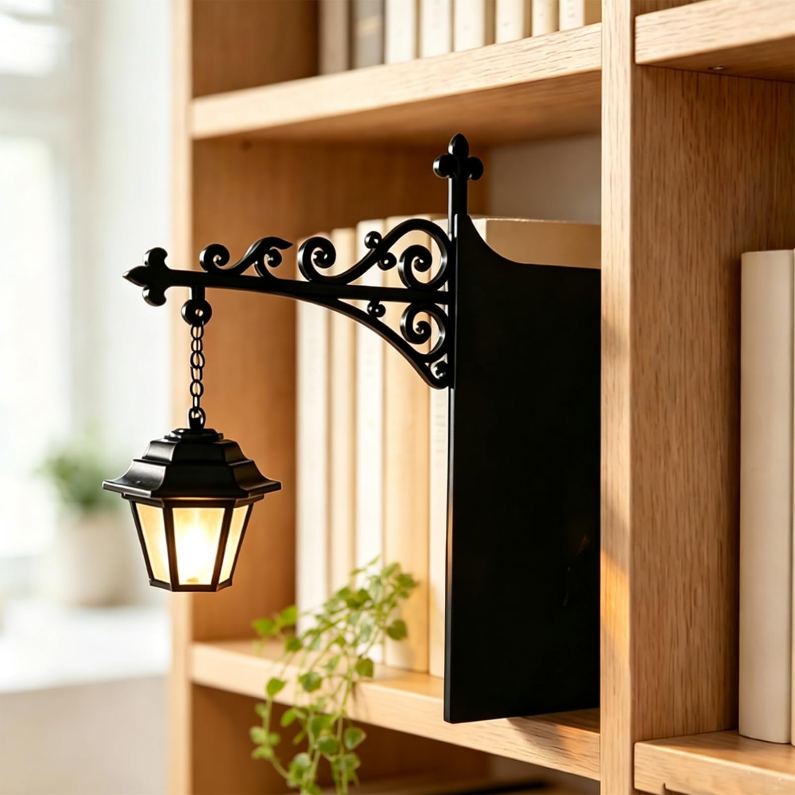 Generico Lanterna per Biblioteca, Luce da Lettura per Libro, Illuminazione Decorativa per Scaffali, Bookshelf Lamp Mini, Lampada da Angolo per Studio in Stile Antico a LED (3pcs)