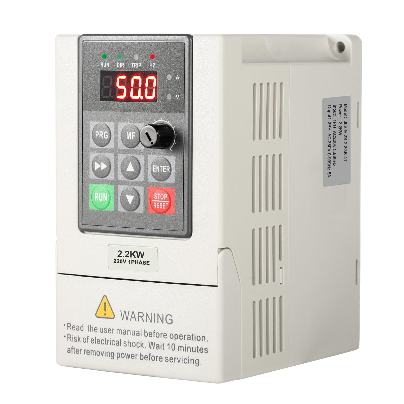Transformateur 220V 380V Convertisseur de fréquence Entrée monophasée 220V Sortie triphasée 380V 2.2KW Variateur de fréquence CNC Modèle d'usine JLS-E-2S-2.2GB-4T (avec câble d'extension 2m)
