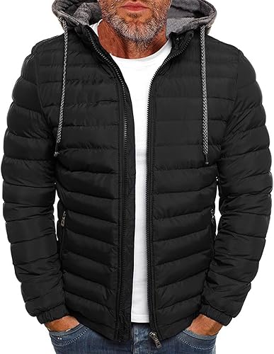 Chaquetas de invierno para hombre, chaqueta acolchada ligera para invierno, aislada, repelente al agua, resistente al viento, abrigo acolchado
