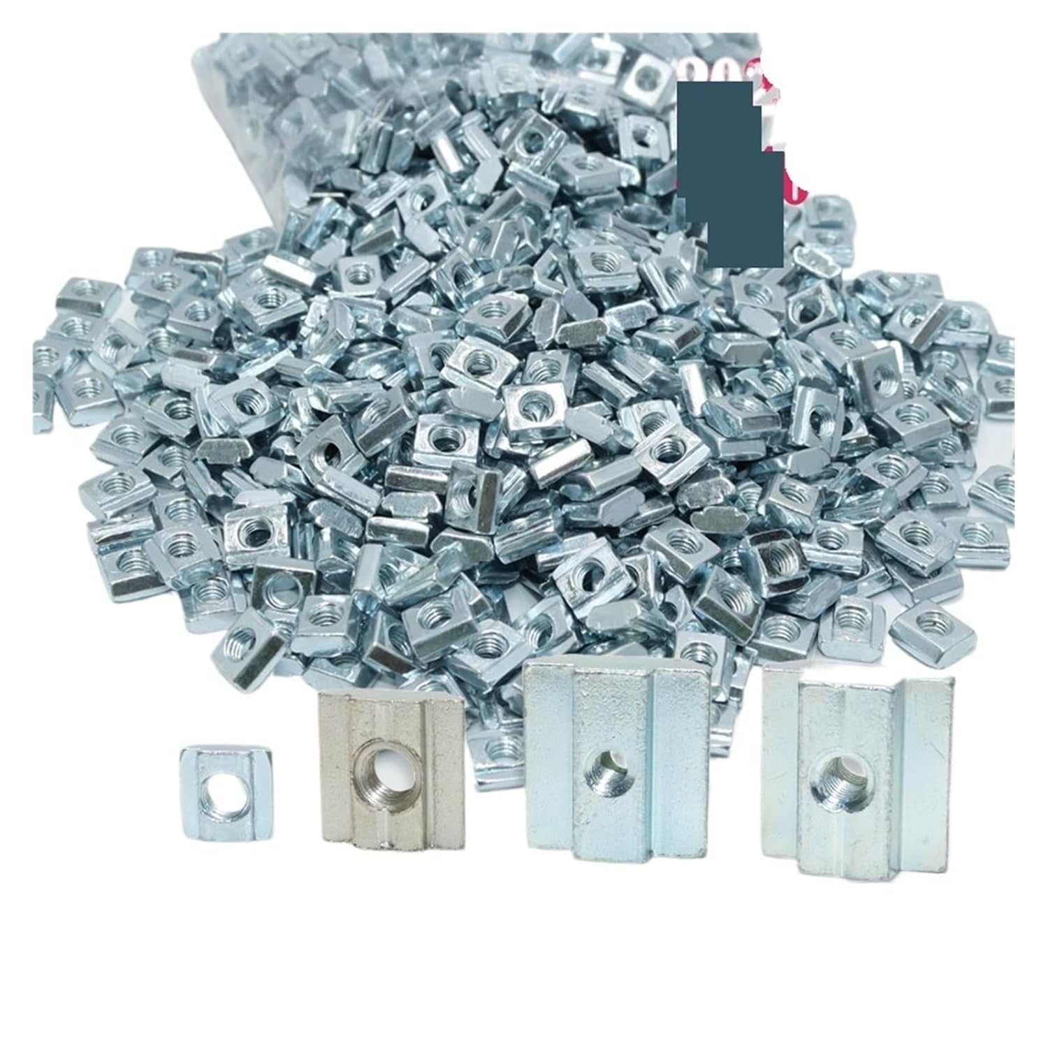 100p/lot T Block Square Nut M3 M4 M5 M6 M8 T-Track Sliding Hammer Nut for 20 30 40 45 Aluminum Profile Slot Connector Accessor(4040-M8-20PCS)