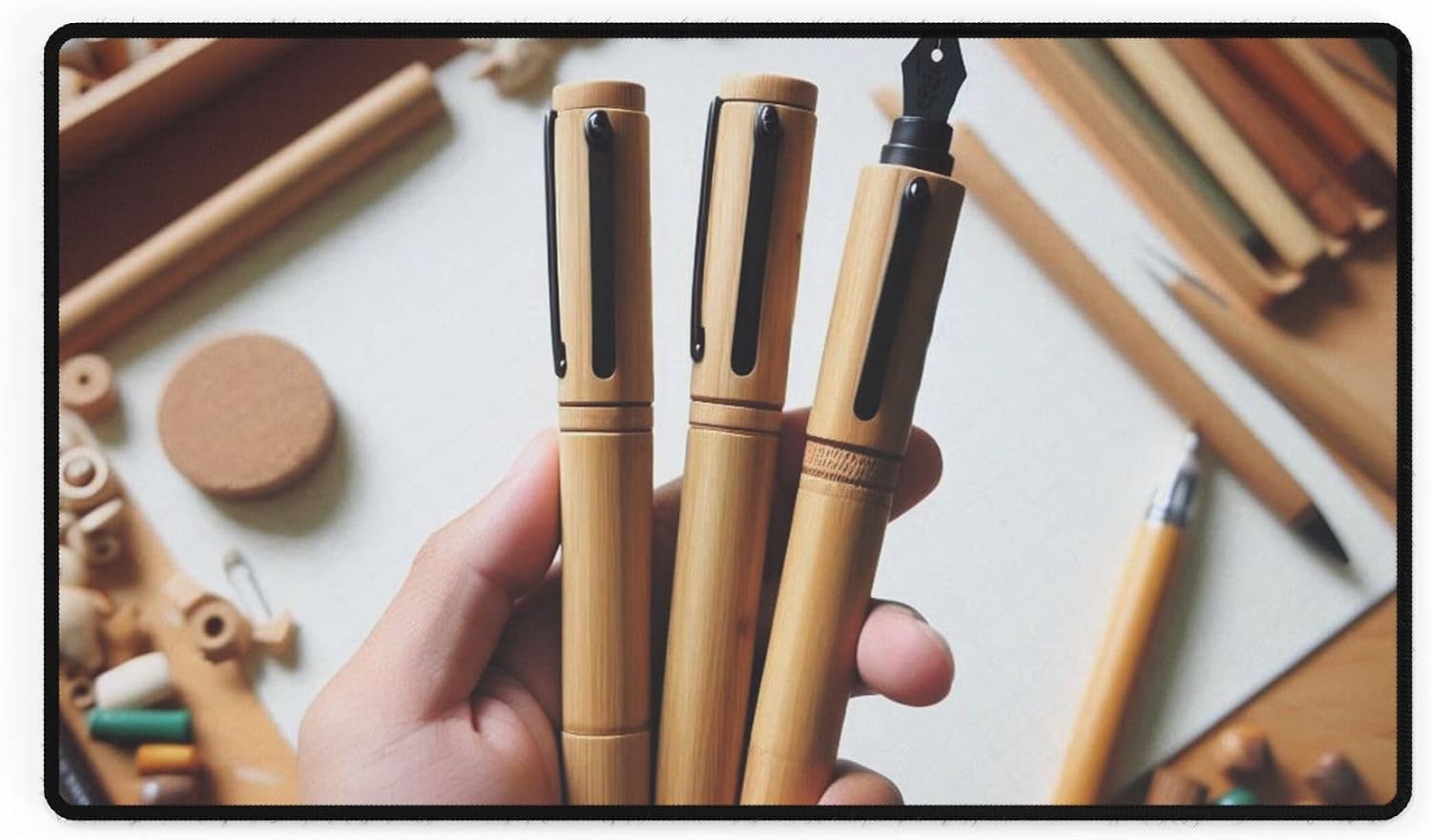Bamboo Pen (Refillable) Desk Mat – Eco-Stationery with Vibrant Colors
