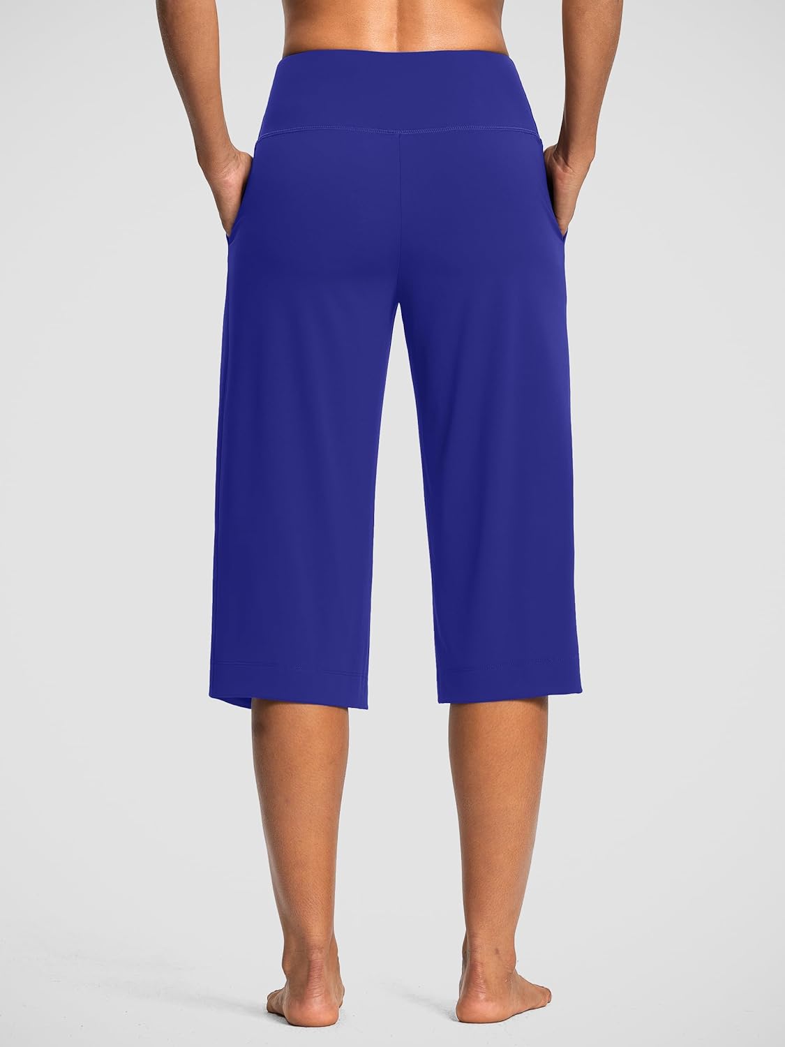 Women's Wide Leg Yoga Capris High Waist Loose Fit Dress Pants with Pockets Casual Lounge Capri Pants for Women - Image 2