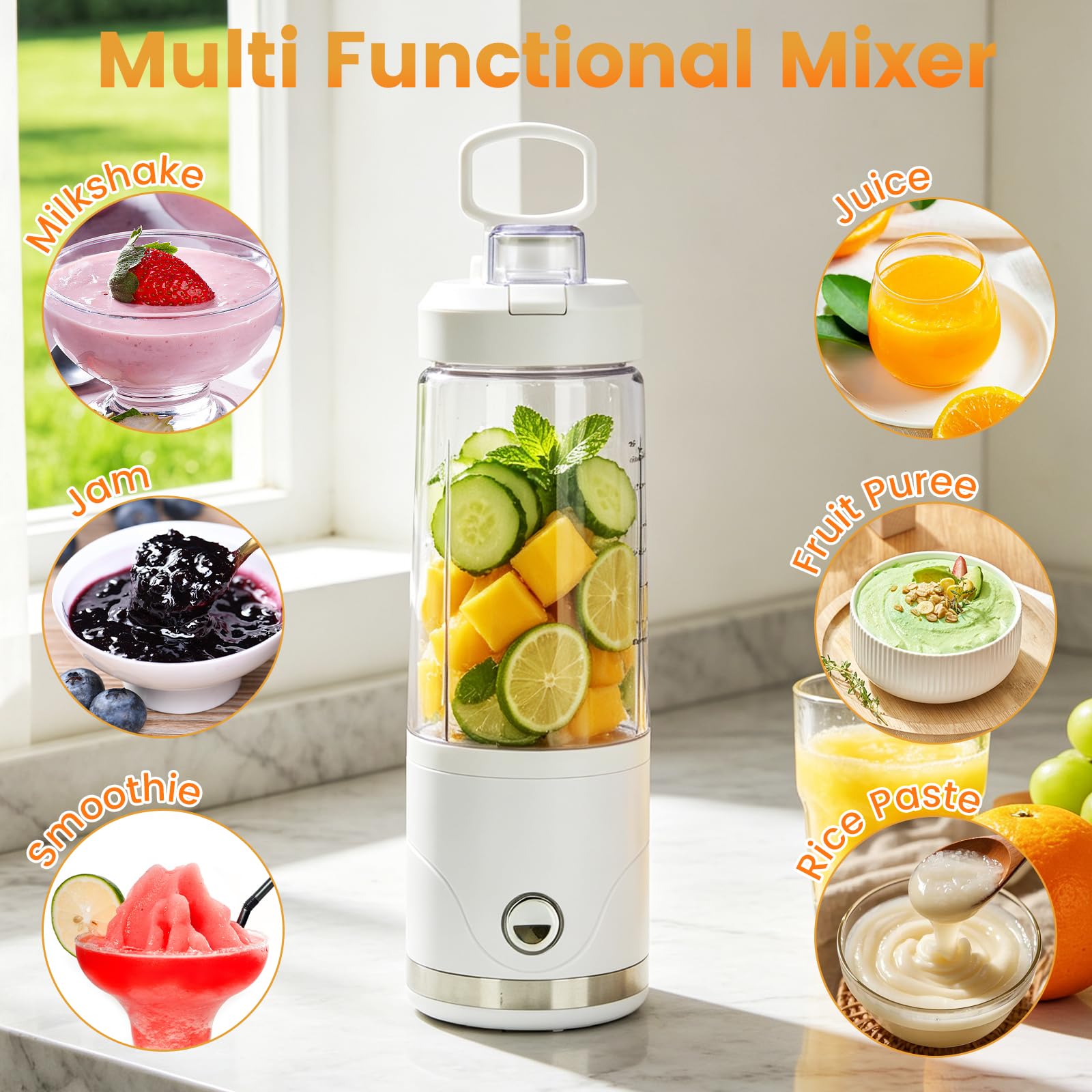 Batidora De Vaso Portátil 650ml, Licuadoras Para Zumos Y Batidos Con 6 Cuchillas, Mini Batidora Recargable Por USB, Vaso Batidora Para Smoothies, Gimnasio, Oficina Y Viajes