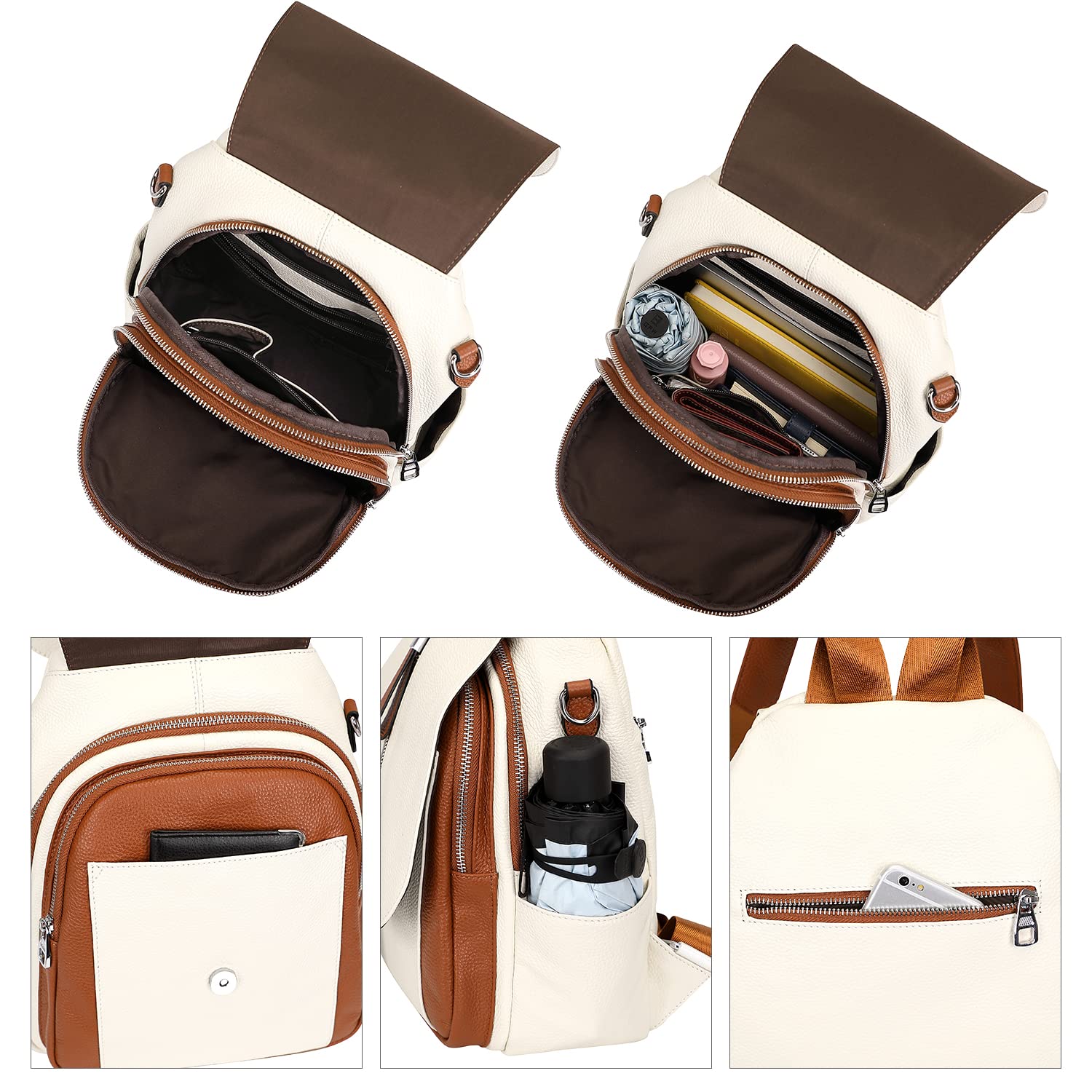 ALTOSY Sac à Dos Femme Cuir Veritable Pour Femme Sac à Bandoulière Convertible Avec Rabat à Boucle
