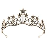 Star Costume Crown, Celestial Moon Goddess Tiara - Vofler Halloween Star Goddess Sun Stellar Planet Black Halo Tiara Headband Headpiece for Women Lady Girl Bride Princess Birthday Pageant Prom Party
