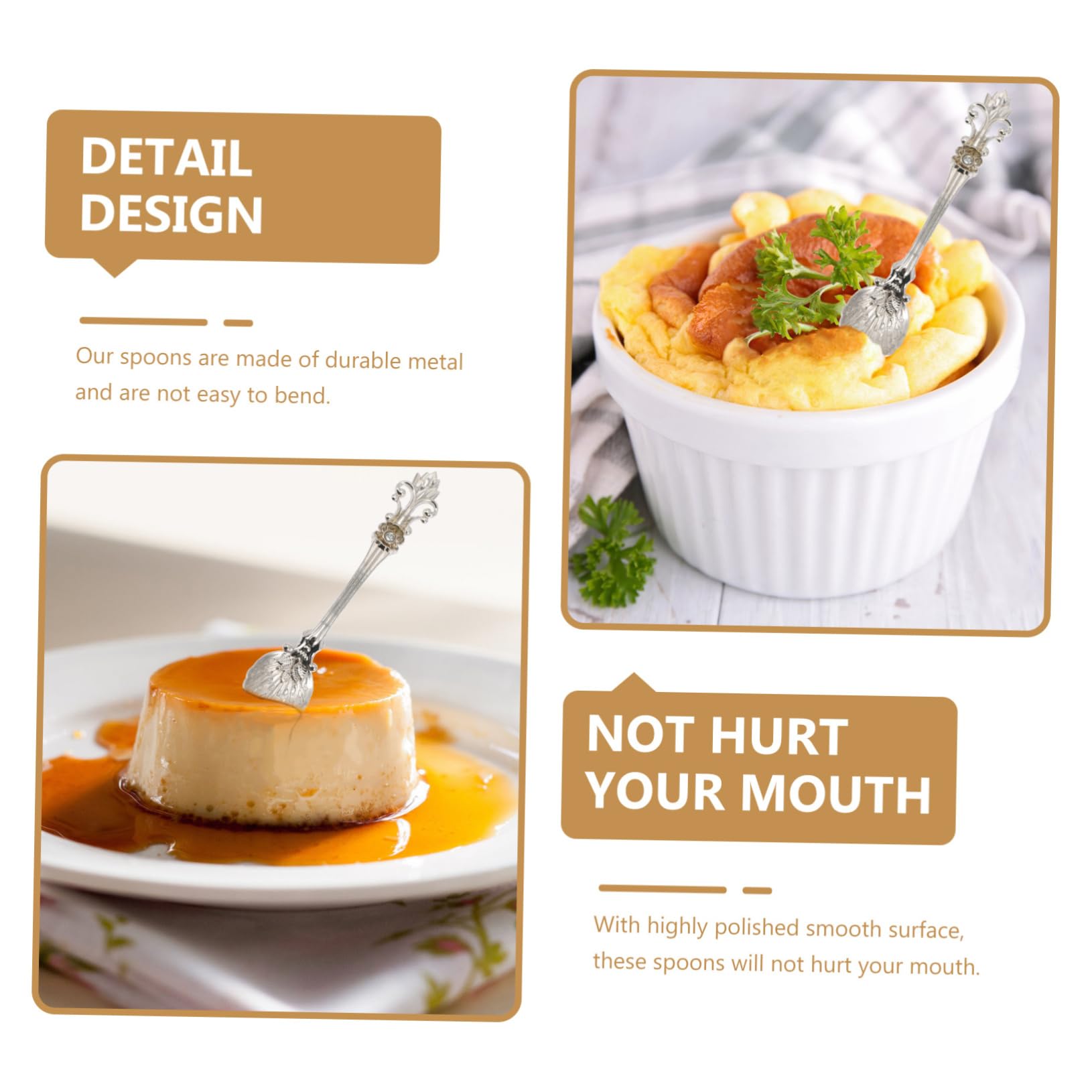 BESTOYARD Set di 4 Cucchiaini da Caffè in Lega di Zinco Superficie Liscia e Antiruggine, Stile Retrò Elegante per Dessert e Tè, per Uso Quotidiano