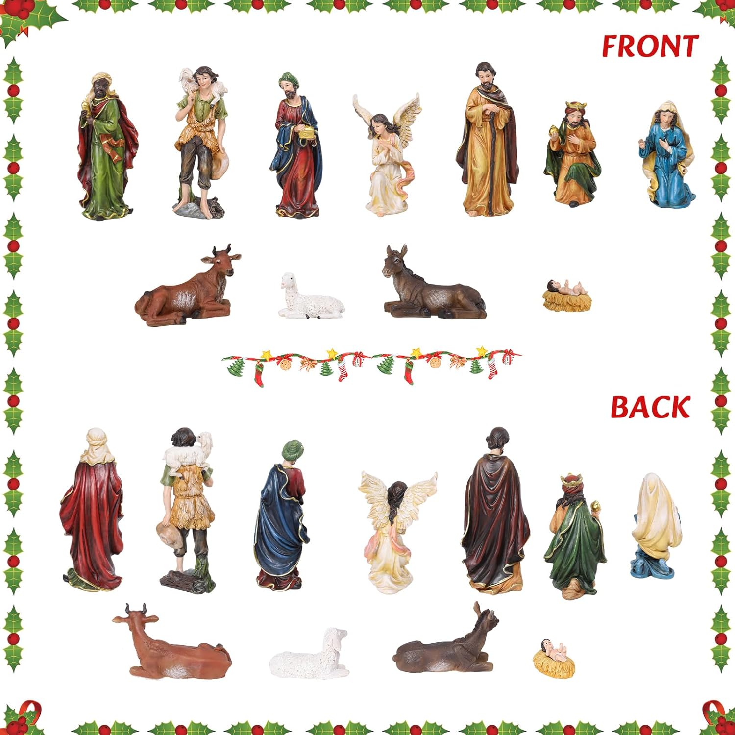 MUMTOP Nativity Set - 11 Piece 7.67 Inches Christmas Nativity Scene for Indoor Decorations, Resin Nativity Figurine Manger for Tabletop Holidays Home Chapel Christmas Decor