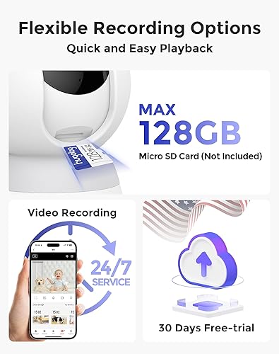 Miniatura 6 de Hugolog Cámara de seguridad 4K 8MP para interiores con enfoque automático, ideal para monitor de bebécámara de mascotasseguridad del hogar, visión