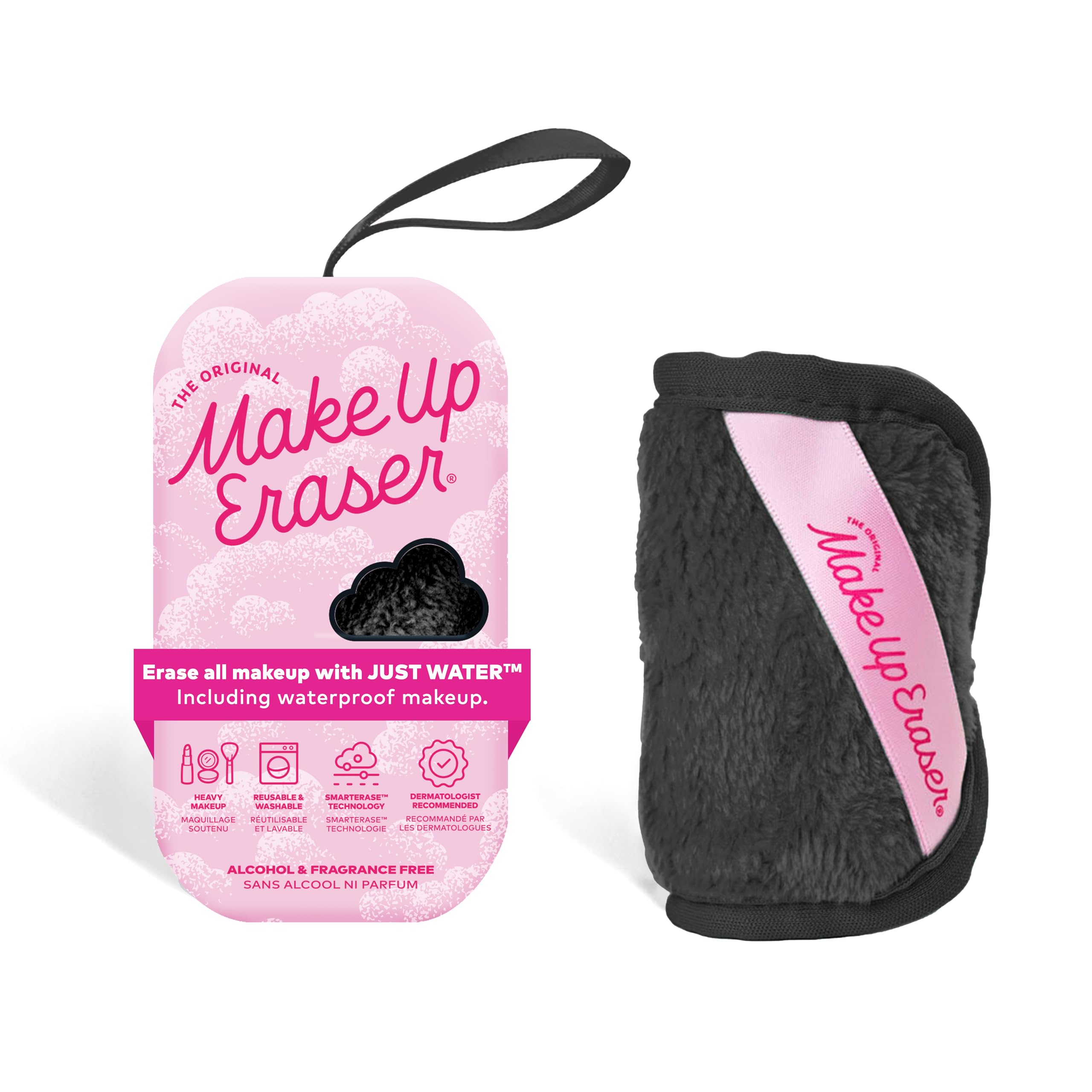 The Original  Mini Pro, borra todo el maquillaje con solo agua, incluyendo rímel impermeable, delineador de ojos, base, lápiz labial, protector solar y mucho más. Negro elegante, 1 unidad