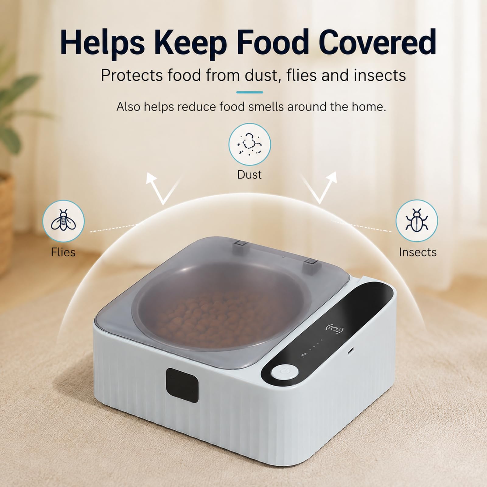 Automatischer Futternapf für Katzen, 350 ml Smart Cat Futternapf mit Infrarot-Sensor-Deckel, 2000 mAh wiederaufladbarer Futternapf für Haustiere mit abnehmbarem 304 Edelstahlnapf für Nass- und