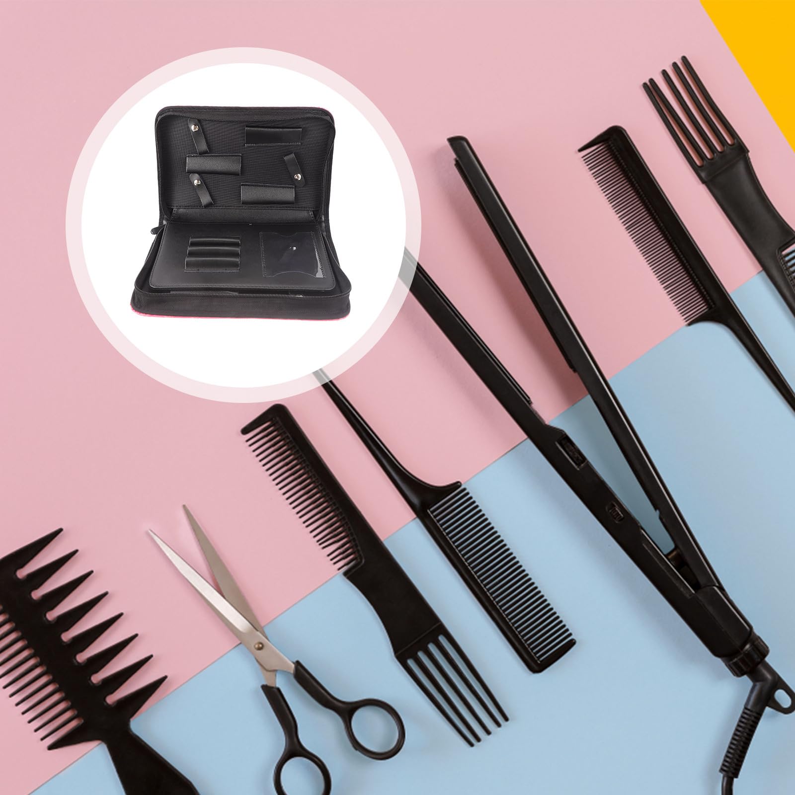 Housoutil Aufbewahrungsbox für Friseurscheren aus Kunstleder mit Rautensteppung Strapazierfähig und Leicht für Salon und Mobile Anwendung