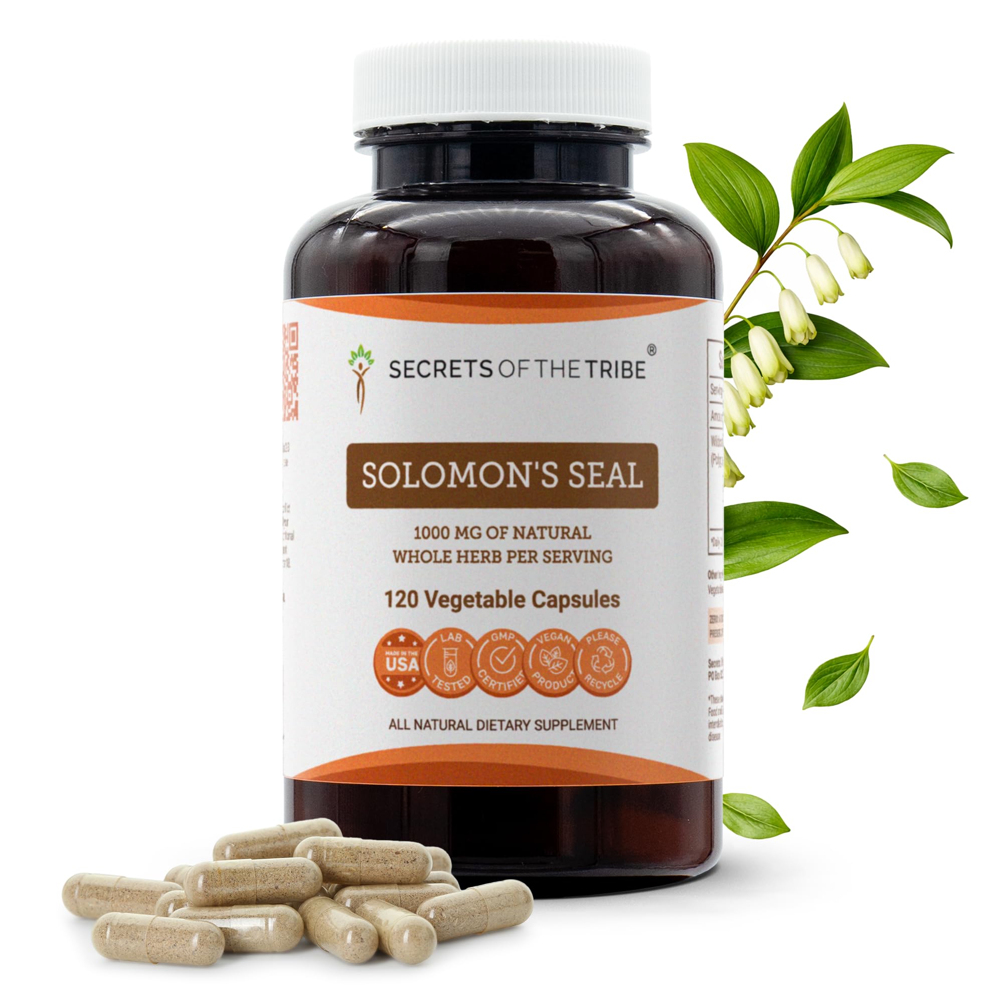 Solomon's Seal 120 Capsules, 1000 mg, Wildcrafted Solomon's Seal (Polygonatum odoratum) Dried Rhizome (120 Capsules)