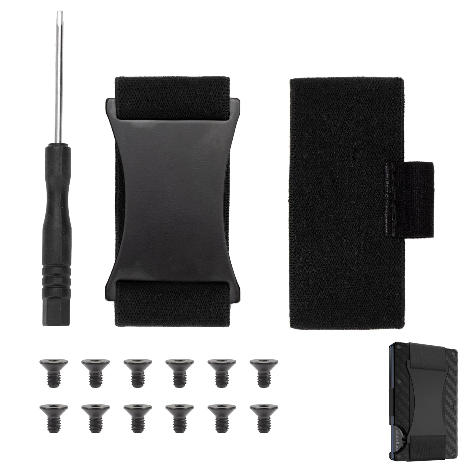 Ajrwiiy Wallet Elastic Band Replacement Compatible with Ridge Wallets for Men, Metal Wallet Repair Kit with Screws and Screwdriver, Elastic Cash Strap