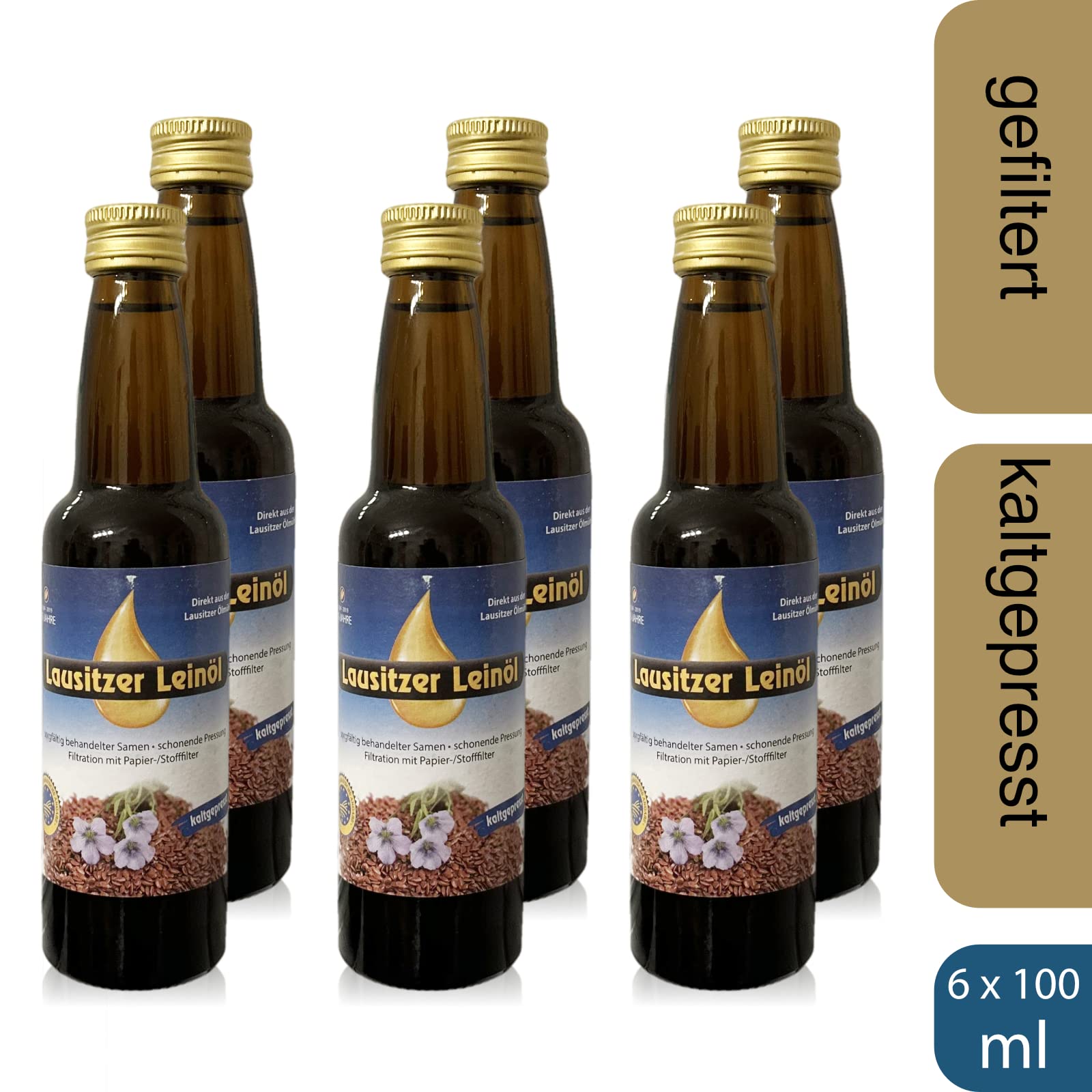 6 x Lausitzer Leinöl (kaltgepresstes Leinöl), 6x 100ml