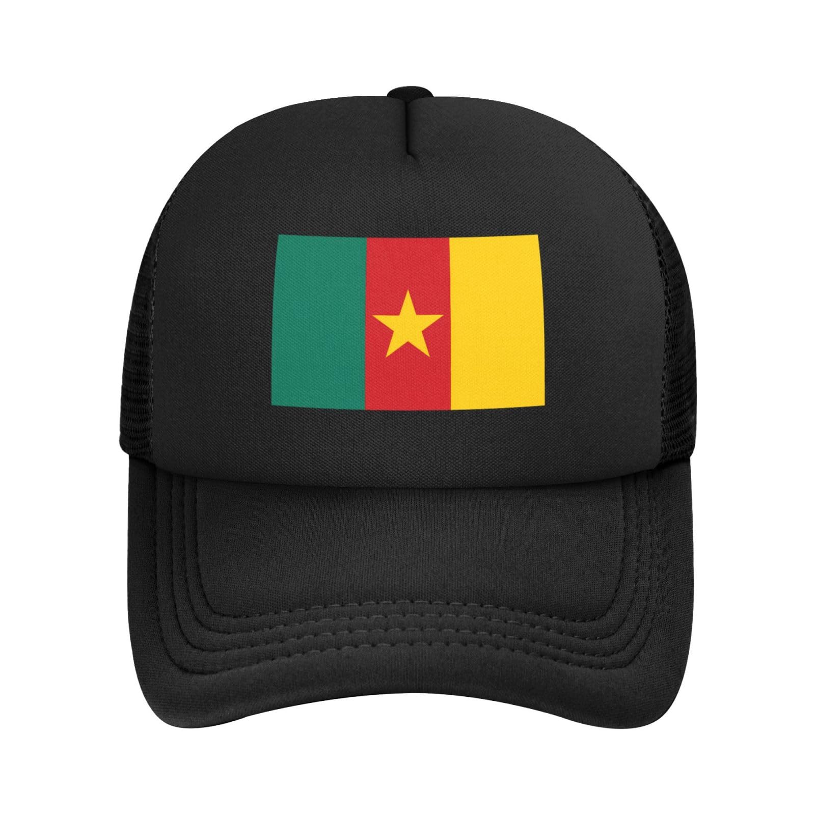 Flag of Cameroon Black Unisex Baseball Cap - Breathable mesh Golf hat, Adjustable Outdoor Sports Sun hat, Black, One Size