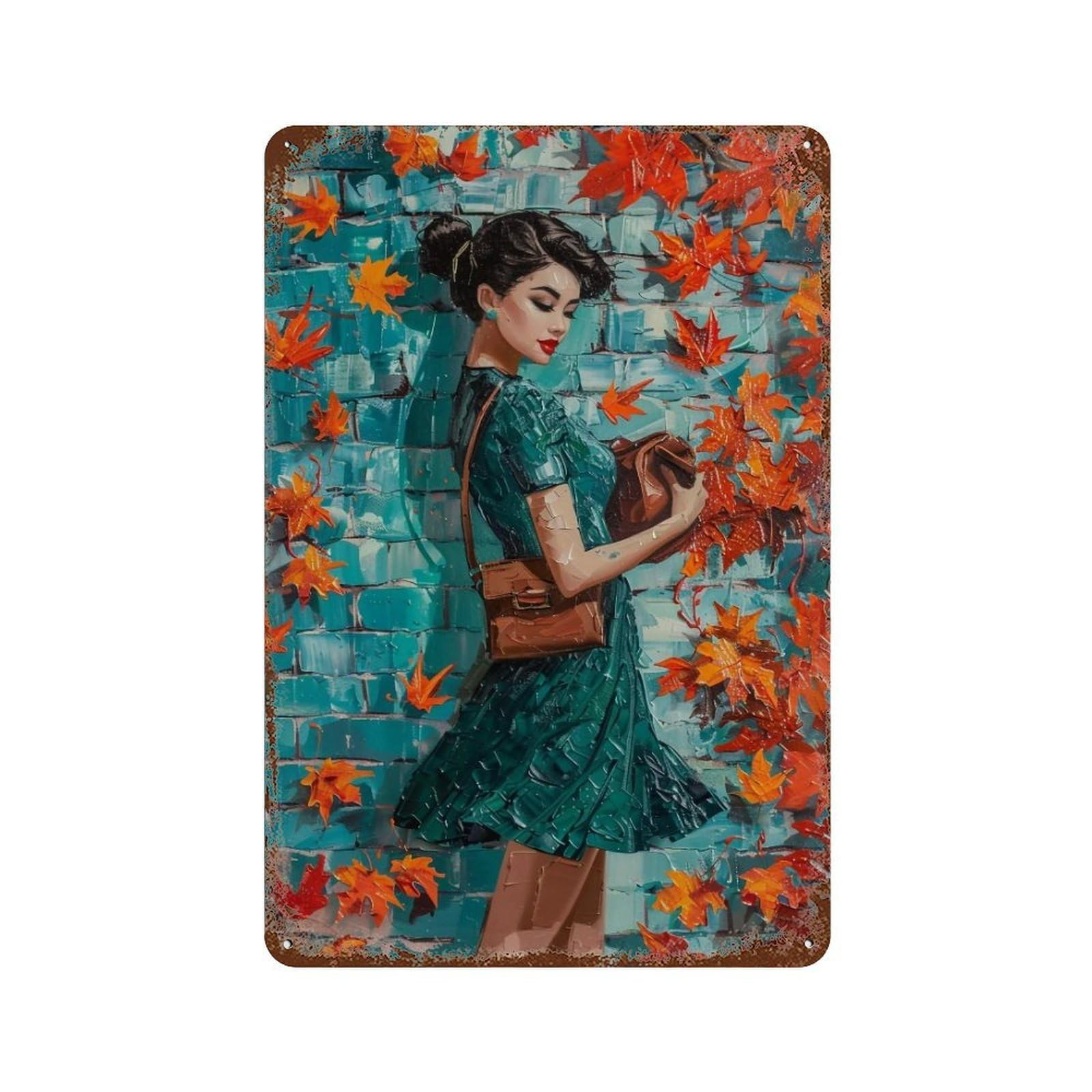 HDURYEYRYY Maple Breath In Teal Dress 01 Wall Retro Iron Vintage Art Metal Tin Sign Poster Modern Home Cofffee Club Art Bar Shop Decor 30x20cm