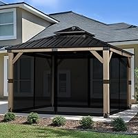 Vista 3 de Aoodor Mosquitera Universal para Gazebo de 10 x 10 pies, 4 Paneles Laterales de Repuesto con Cremalleras Dobles para Patio, Patio Trasero, Terraza