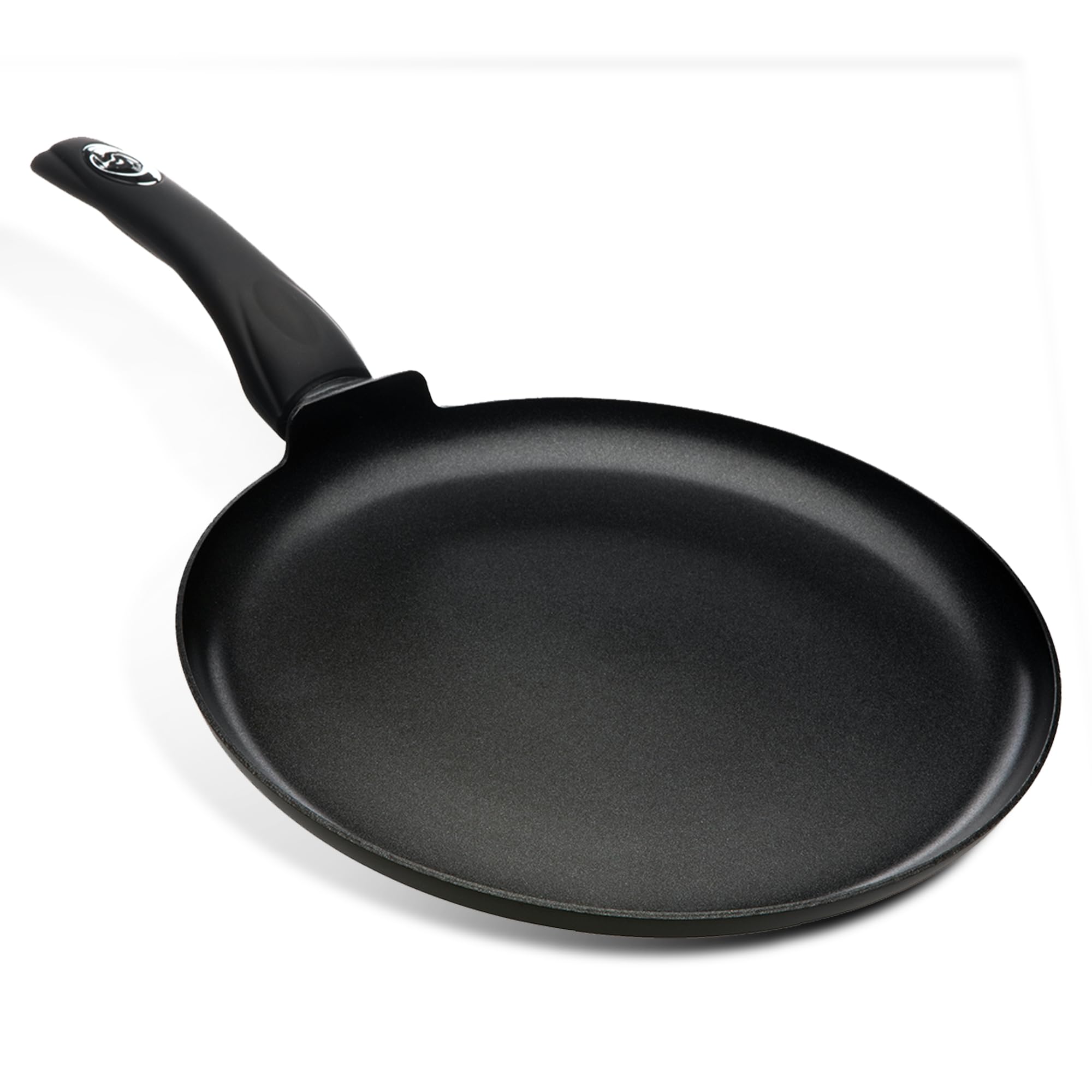 28cm Black Non-Stick Crepe Pan with Soft-Touch Handle | PFOA-Free Premium Non-Stick Coating | Dishwasher Safe | Induction & All Hob Compatible | Pressed Aluminium Encapsulated Base | 49cm Total Length