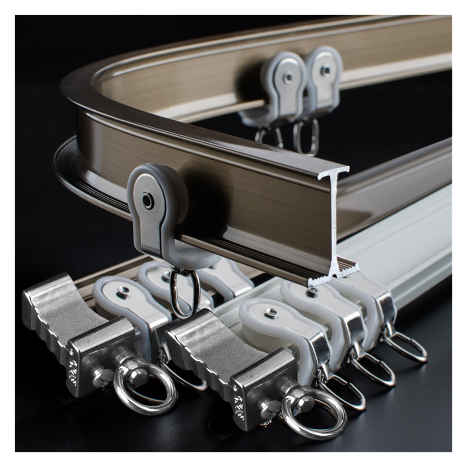 Embrasse pour Rideaux Rails Flexibles Robustes for fenêtres convexes, Fixations de Rideaux silencieuses, Accessoires for fenêtres de Maison(Champagne- Wall,375cm)