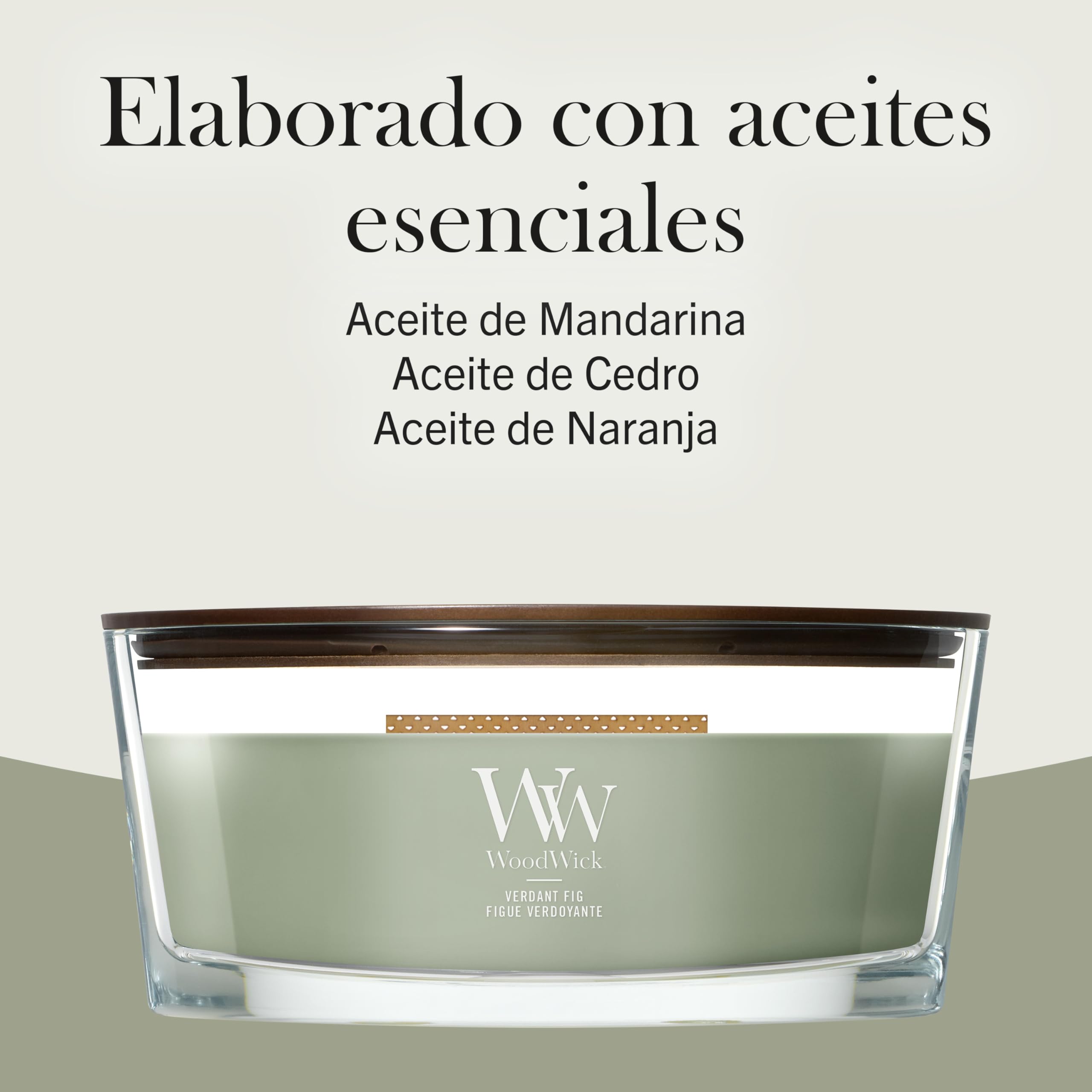 WoodWick | Vela Elíptica | Higo Verde | Gran regalo para mujeres